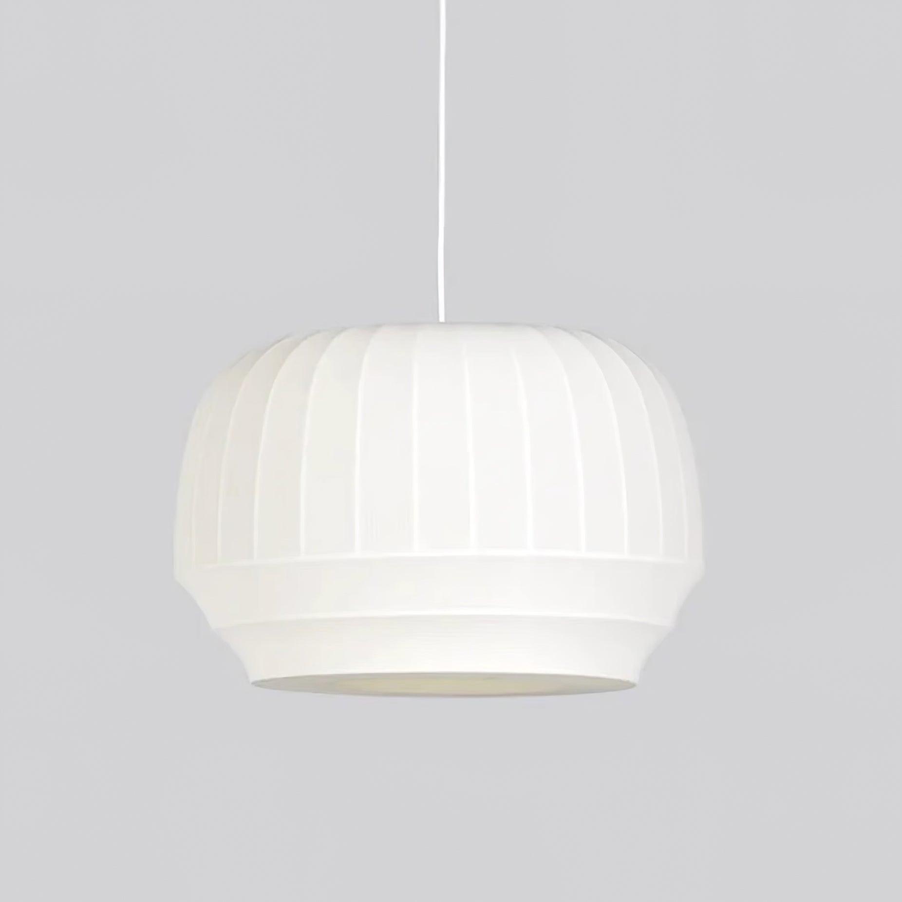 Suspension Luminaire Soie Abat-jour Blanc Tissu Lignes Verticales Doux Moderne Minimaliste - Neutralighting
