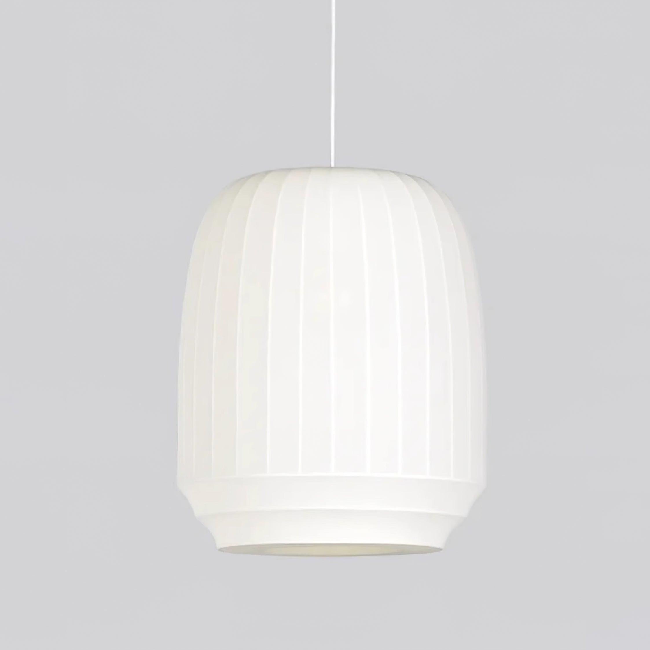 Suspension Luminaire Soie Abat-jour Blanc Tissu Lignes Verticales Doux Moderne Minimaliste - Neutralighting