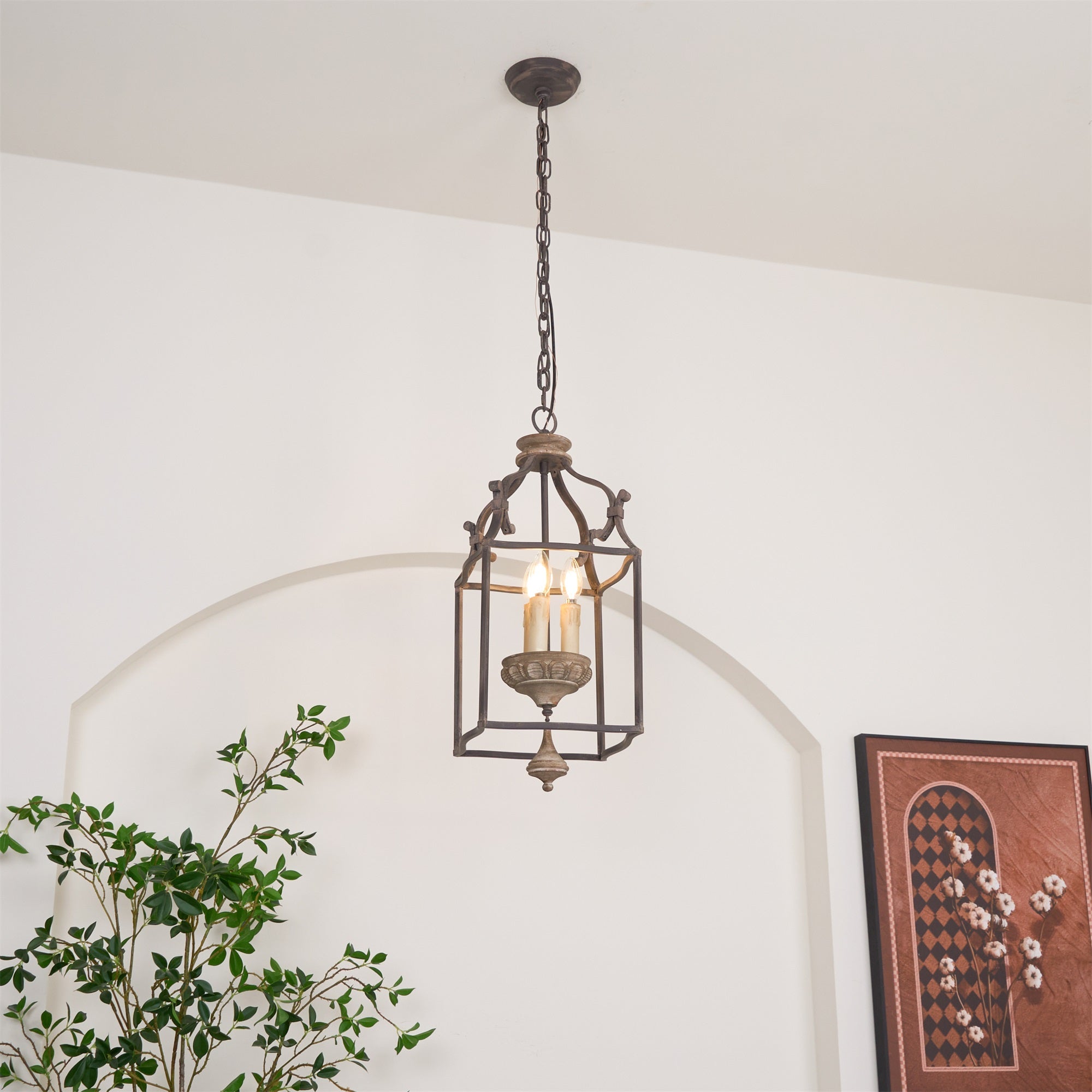 Alirora Traditional Birdcage Hand-carved wooden Chandelier - Lamp Copper