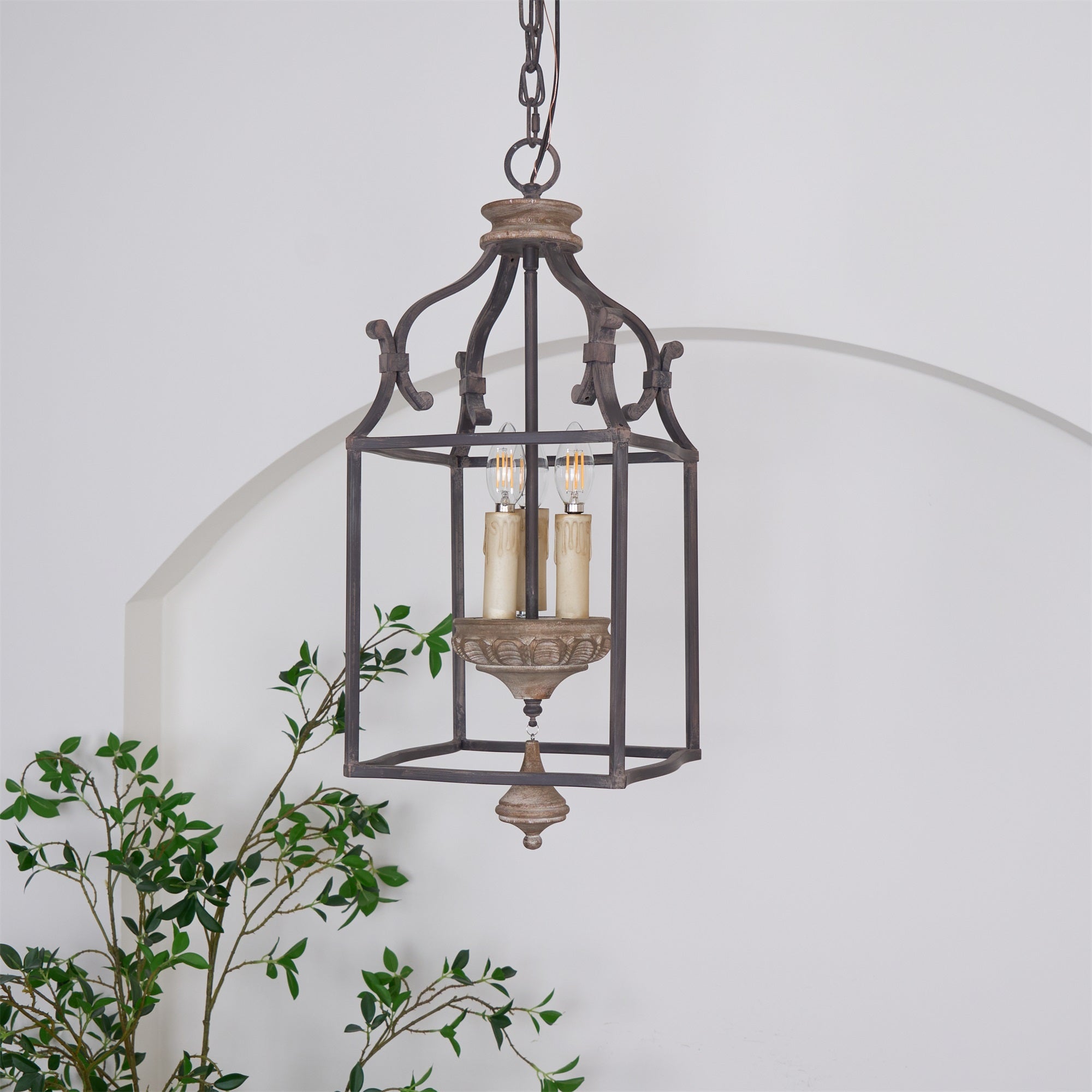 Alirora Traditional Birdcage Hand-carved wooden Chandelier - Lamp Copper