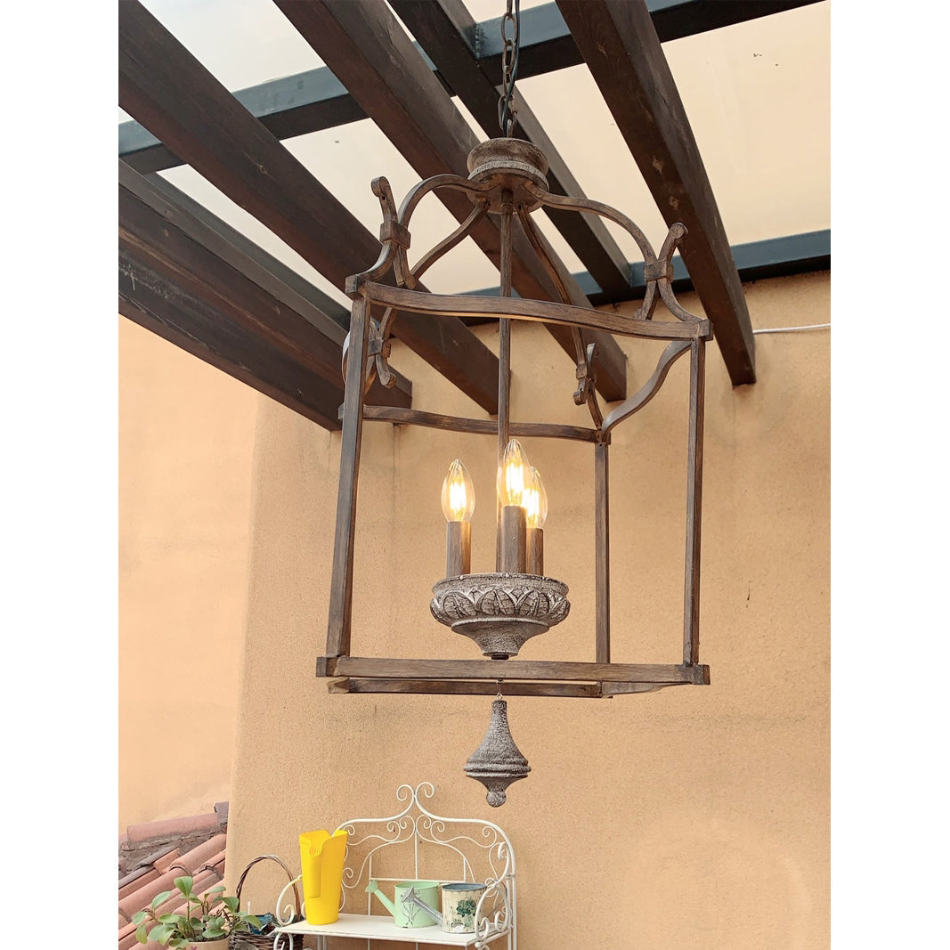 Alirora Traditional Birdcage Hand-carved wooden Chandelier - Lamp Copper