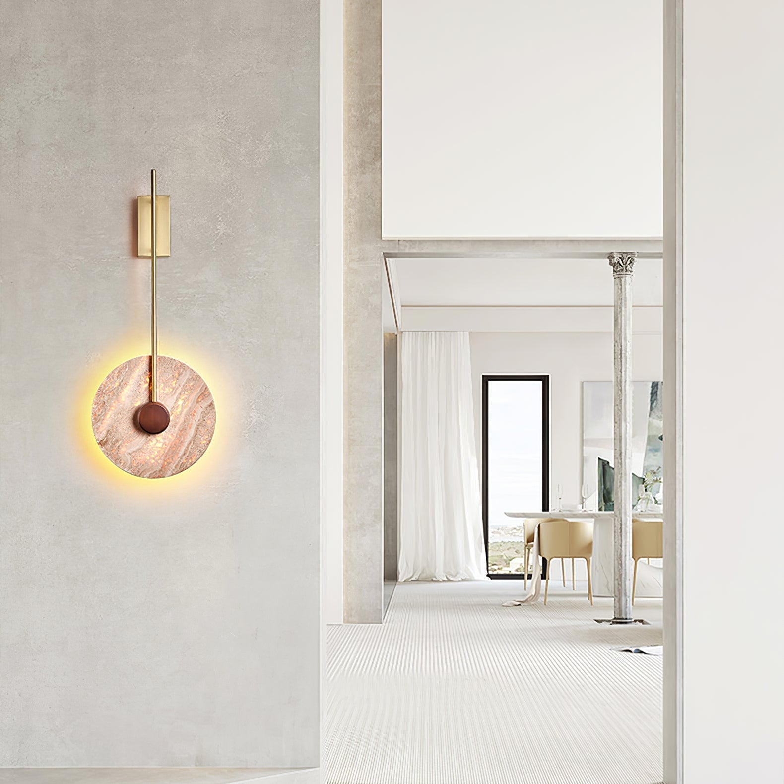 Visolia Applique Murale Minimaliste en Travertin - Neutralighting