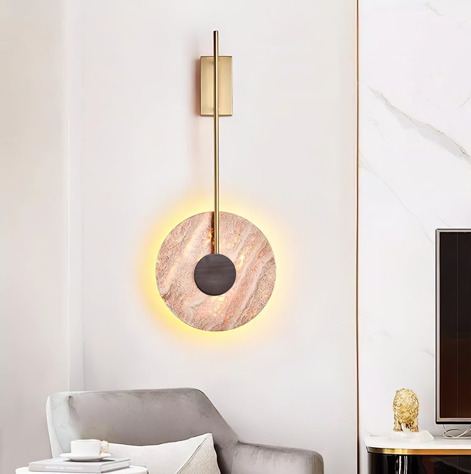Visolia Applique Murale Minimaliste en Travertin - Neutralighting