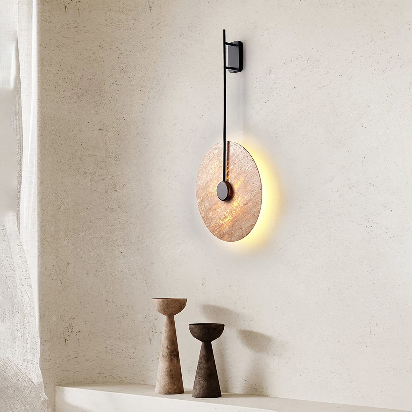 Visolia Applique Murale Minimaliste en Travertin - Neutralighting