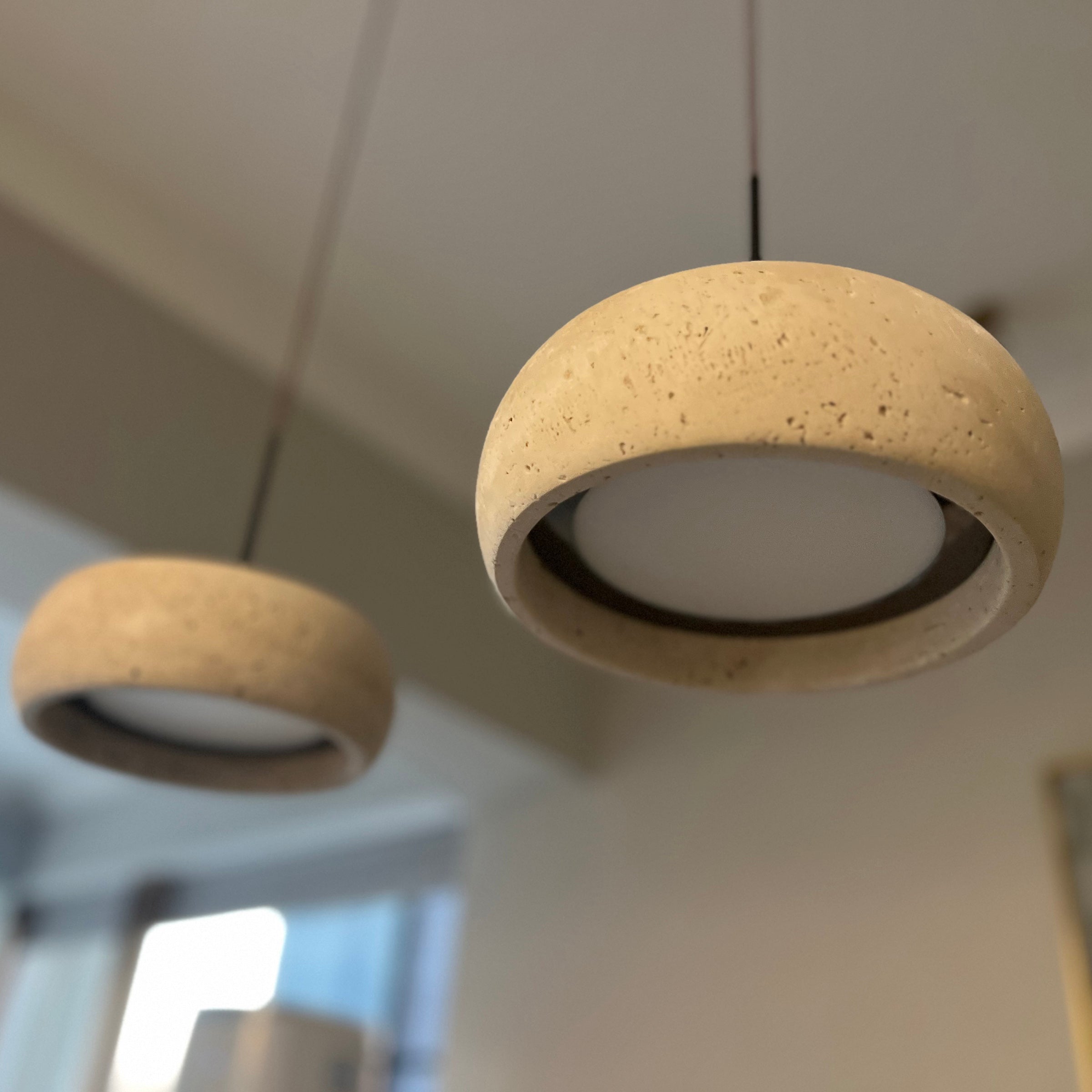 Eurvaran Moderne Minimaliste Tambour Travertin Lumière Pendentif - Neutralighting