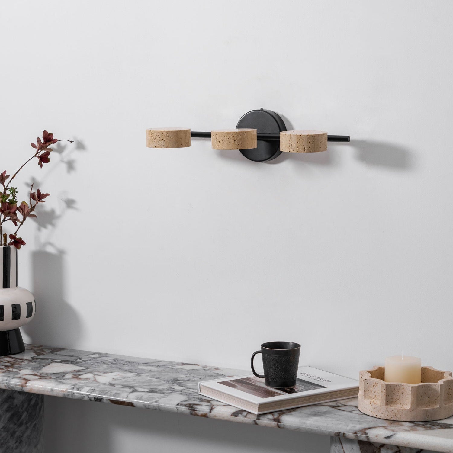 Ceshair Applique Murale Multi Tête en Travertin Lumière de Coiffeuse - Neutralighting