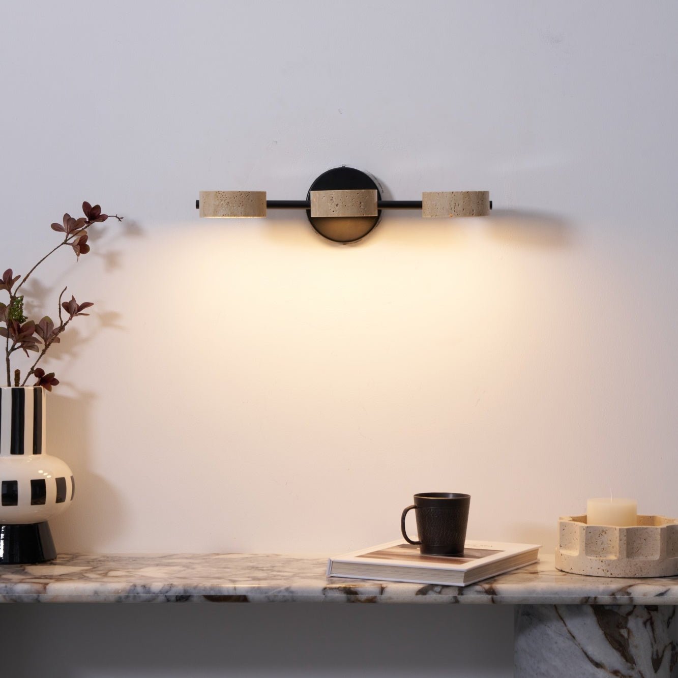 Ceshair Applique Murale Multi Tête en Travertin Lumière de Coiffeuse - Neutralighting