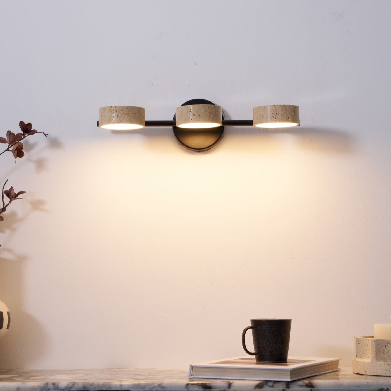 Ceshair Applique Murale Multi Tête en Travertin Lumière de Coiffeuse - Neutralighting