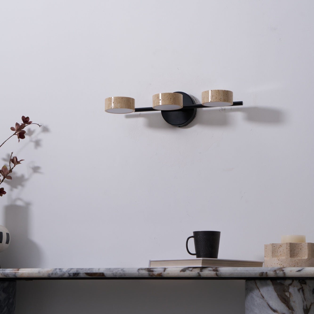 Ceshair Applique Murale Multi Tête en Travertin Lumière de Coiffeuse - Neutralighting