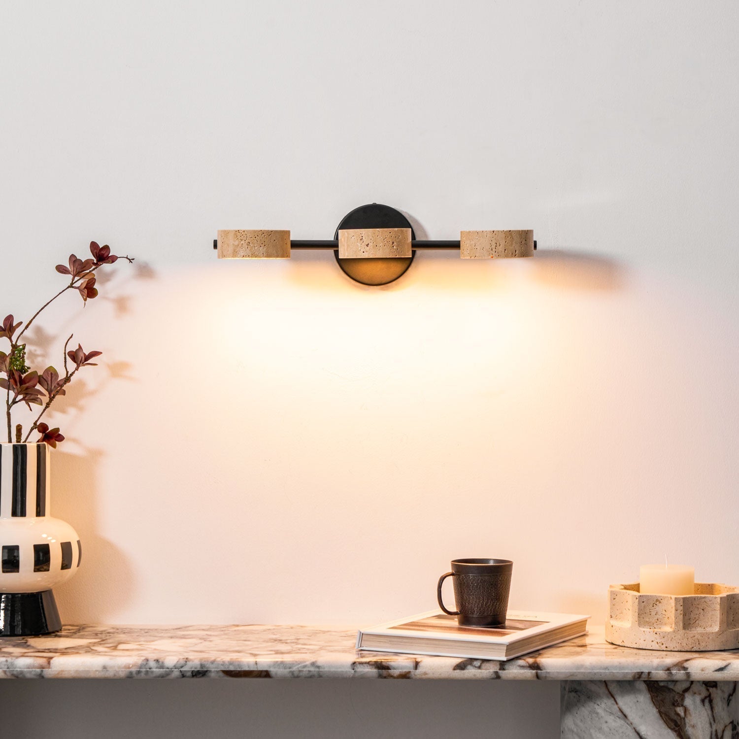 Ceshair Applique Murale Multi Tête en Travertin Lumière de Coiffeuse - Neutralighting