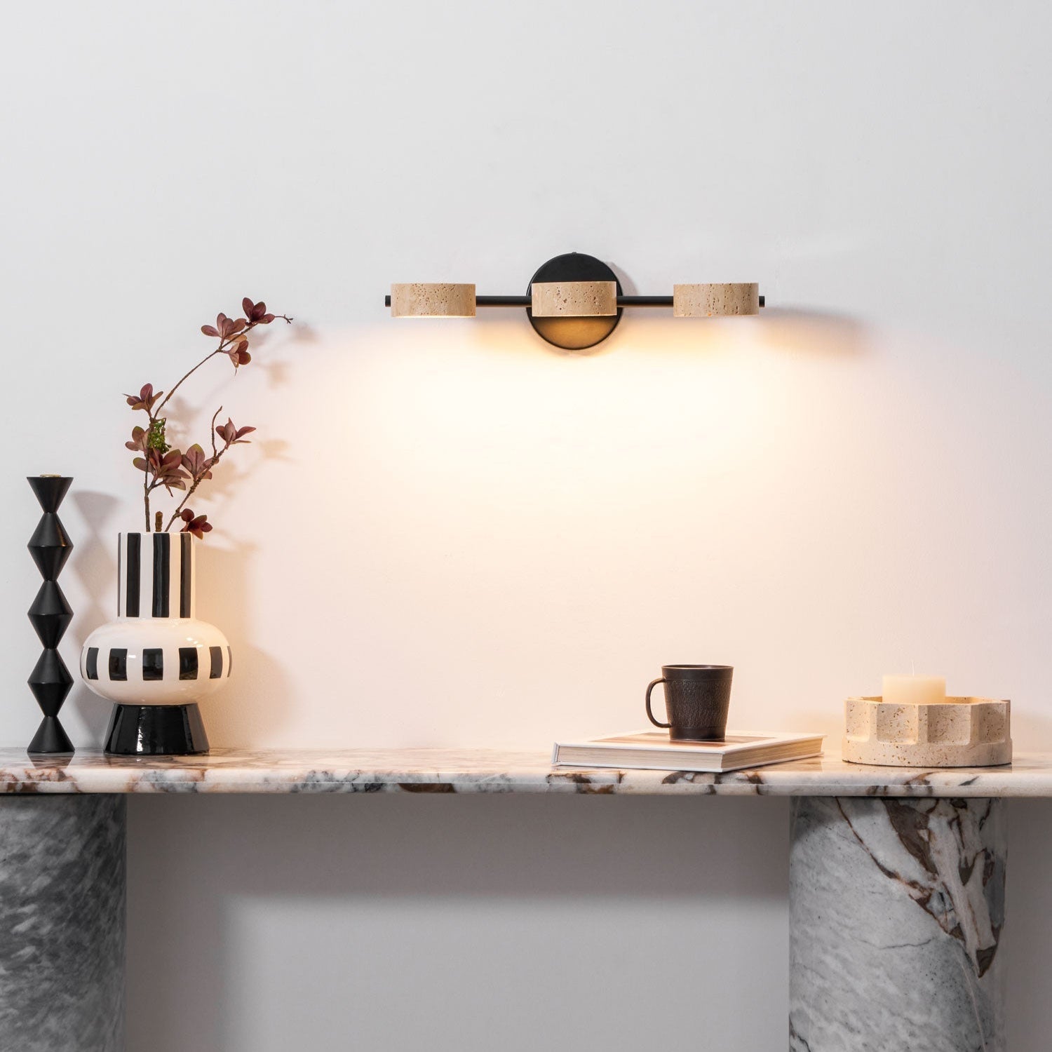 Ceshair Applique Murale Multi Tête en Travertin Lumière de Coiffeuse - Neutralighting