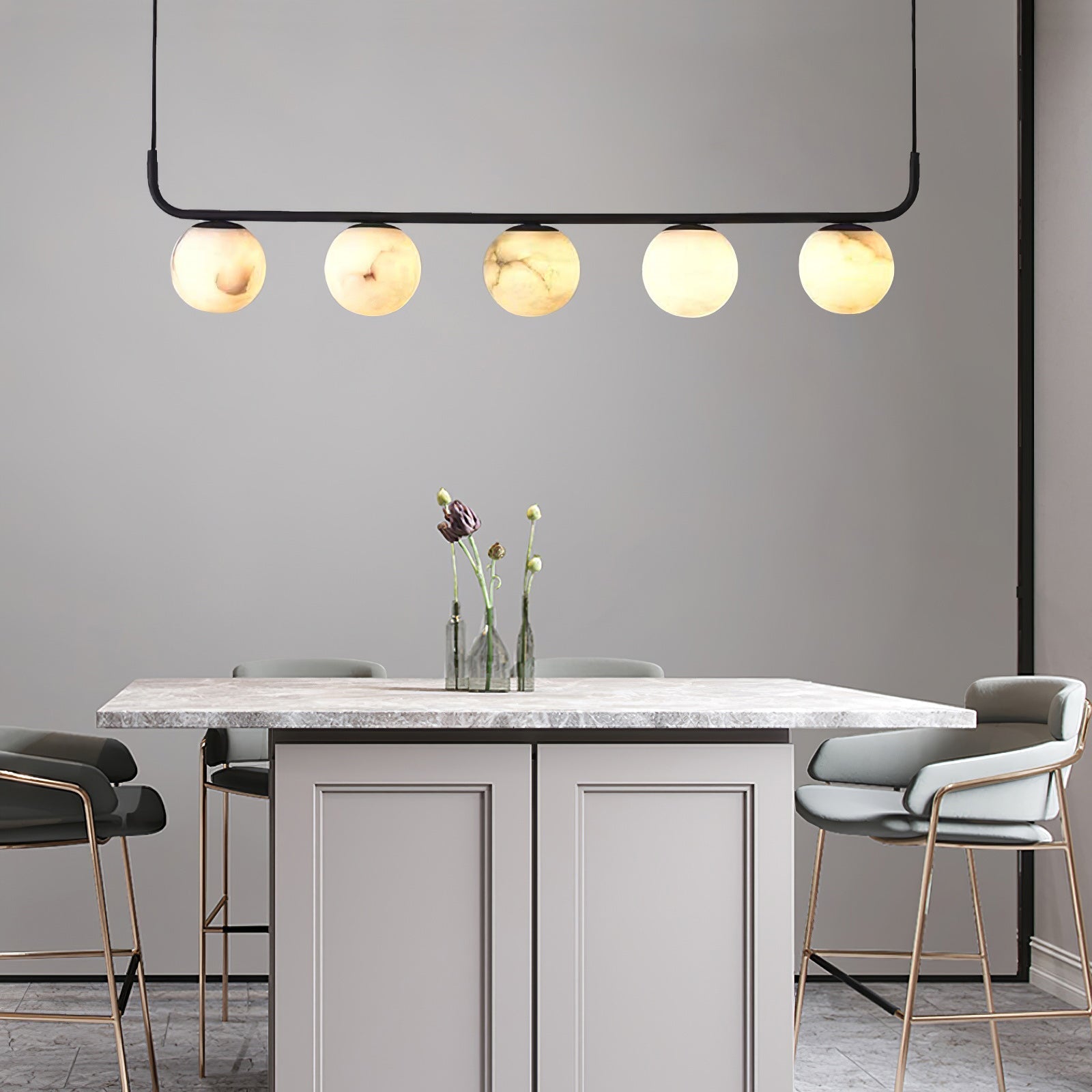 Eloryra Modern Minimalist Suspension Alabaster Pendant Lamp - Lamp Copper