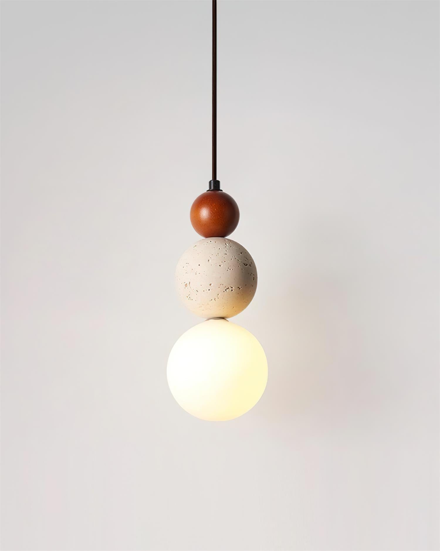 Ritta Suspension Triple Sphère Travertin - Neutralighting