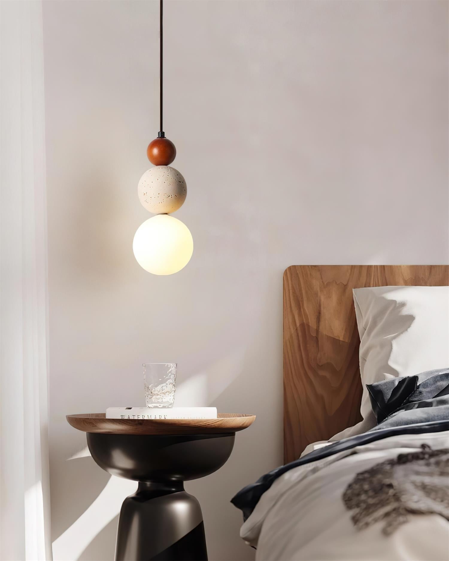 Ritta Suspension Triple Sphère Travertin - Neutralighting