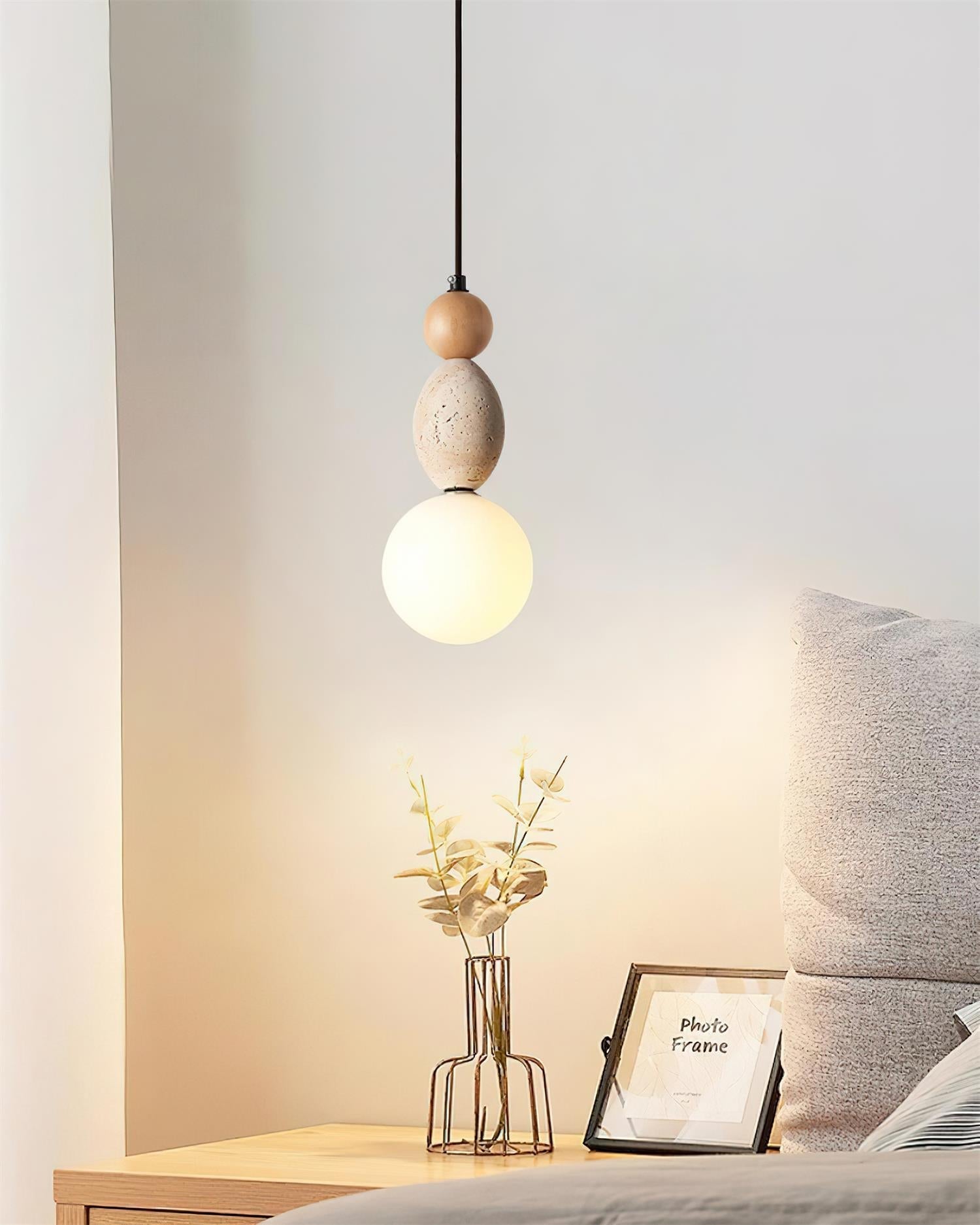 Ritta Suspension Triple Sphère Travertin - Neutralighting