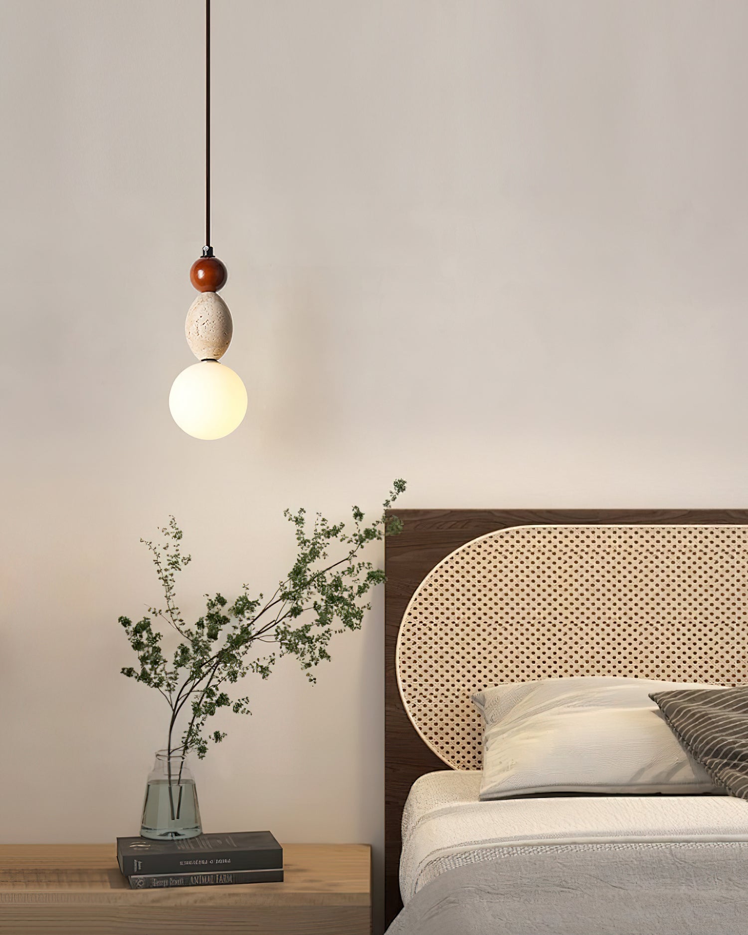 Ritta Suspension Triple Sphère Travertin - Neutralighting
