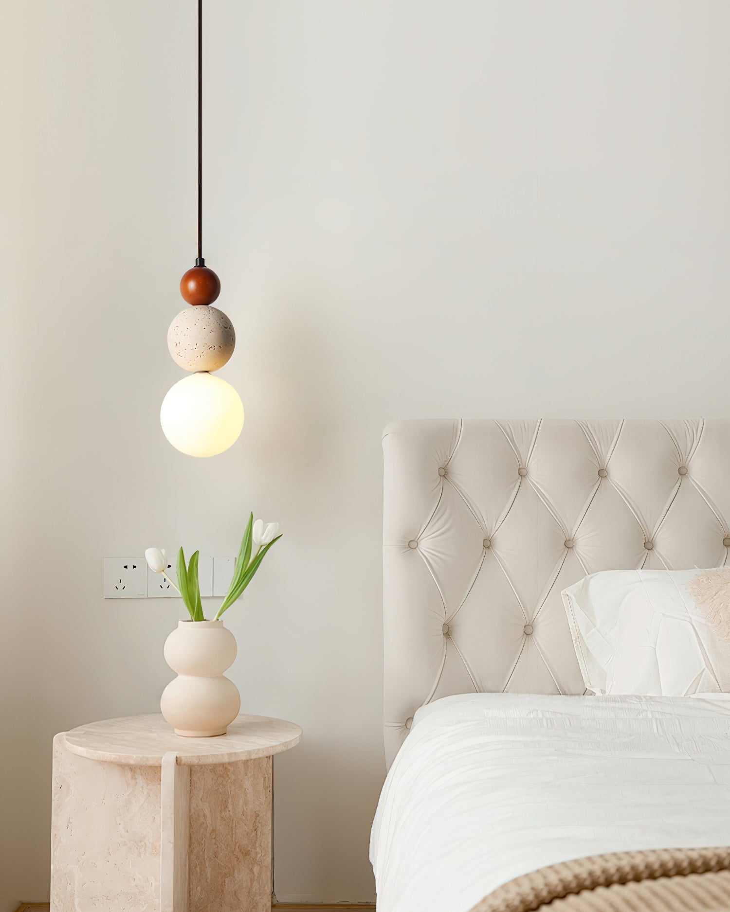 Ritta Suspension Triple Sphère Travertin - Neutralighting