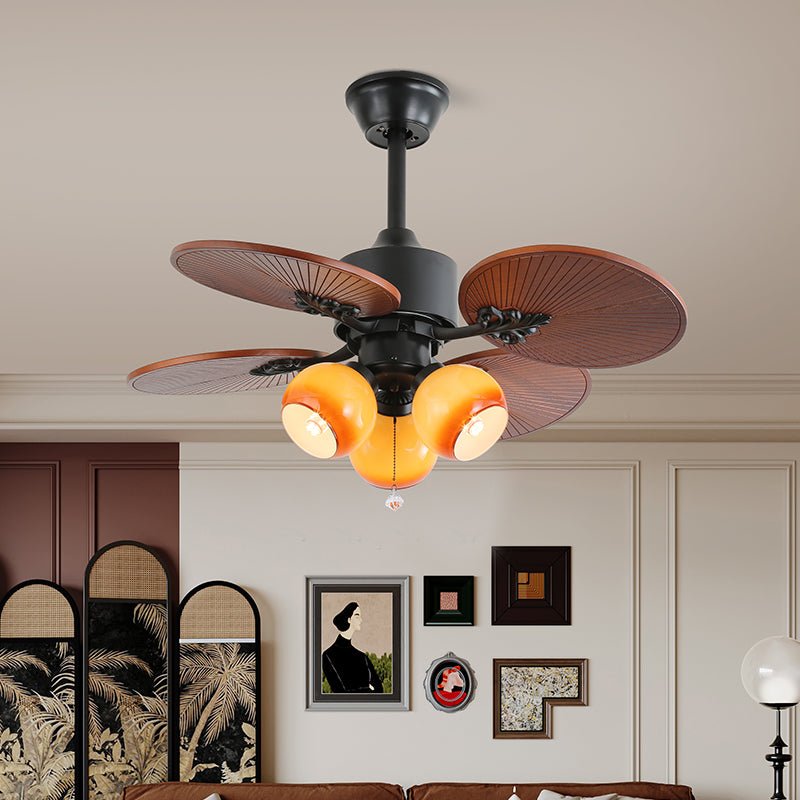 Ventilateur de plafond Solara Tropical en verre avec lumière, Modèle B (Diamètre 91cm)