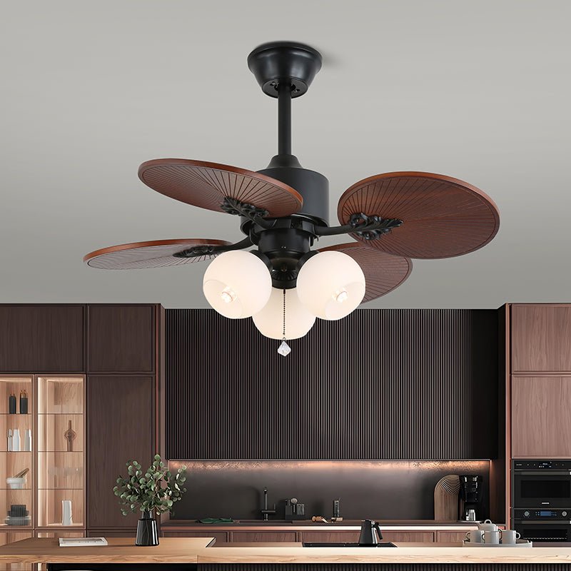 Ventilateur de plafond Solara Tropical en verre avec lumière, Modèle C (Diamètre 107cm)