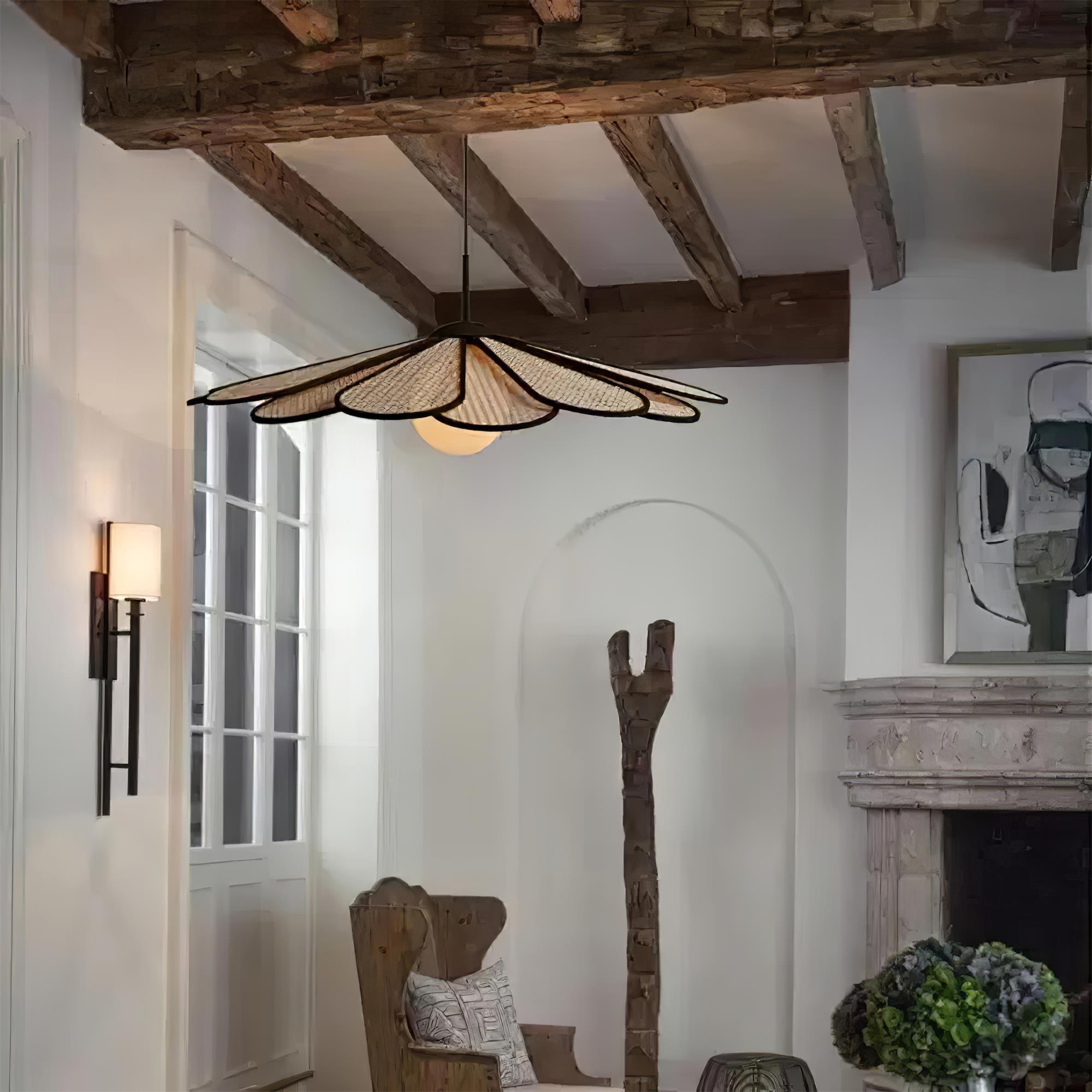 Luma Lampe Pendante Abat-jour Pétale Rattan - Neutralighting