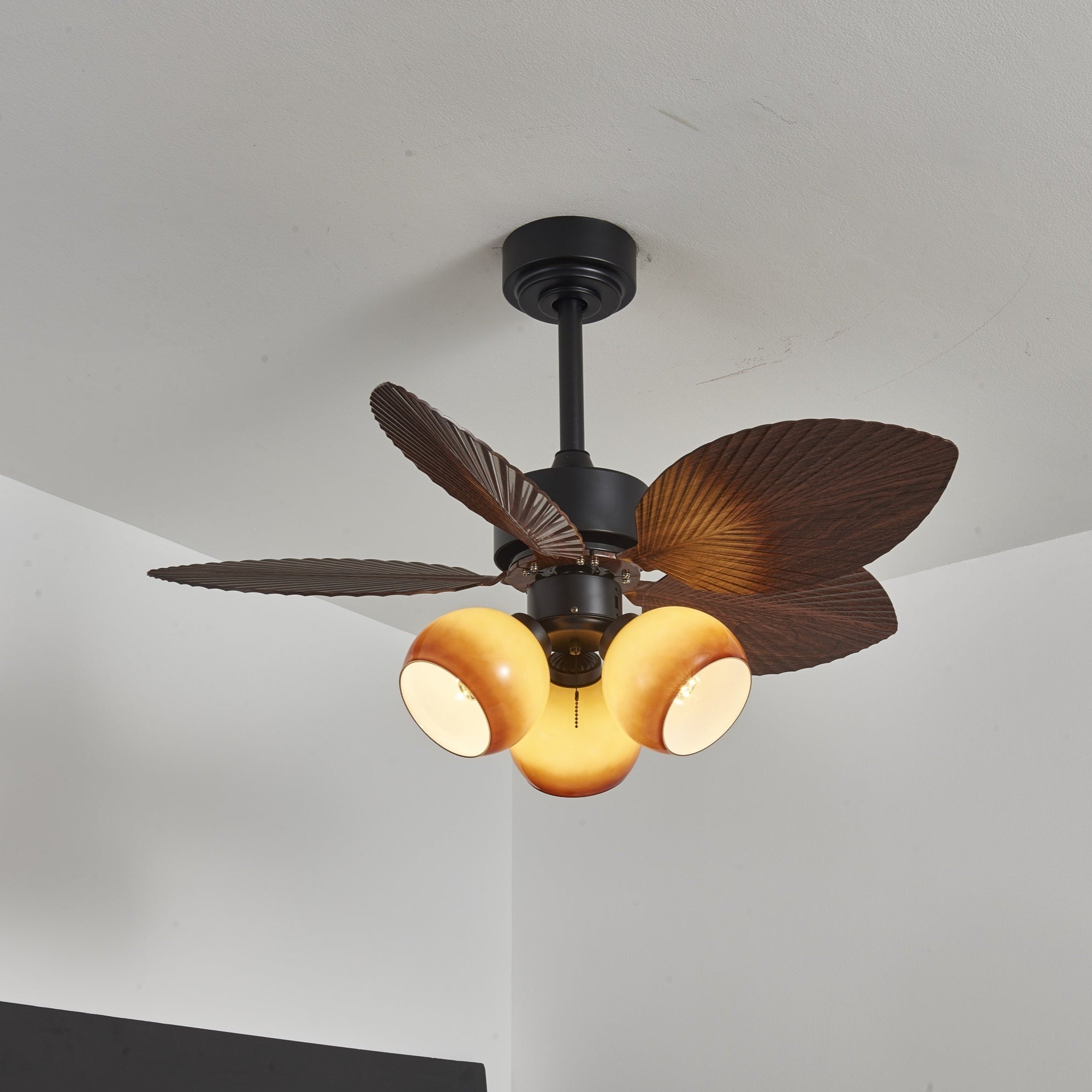 Ventilateur de Plafond Corvella Bois Vintage avec Lumière - Neutralighting