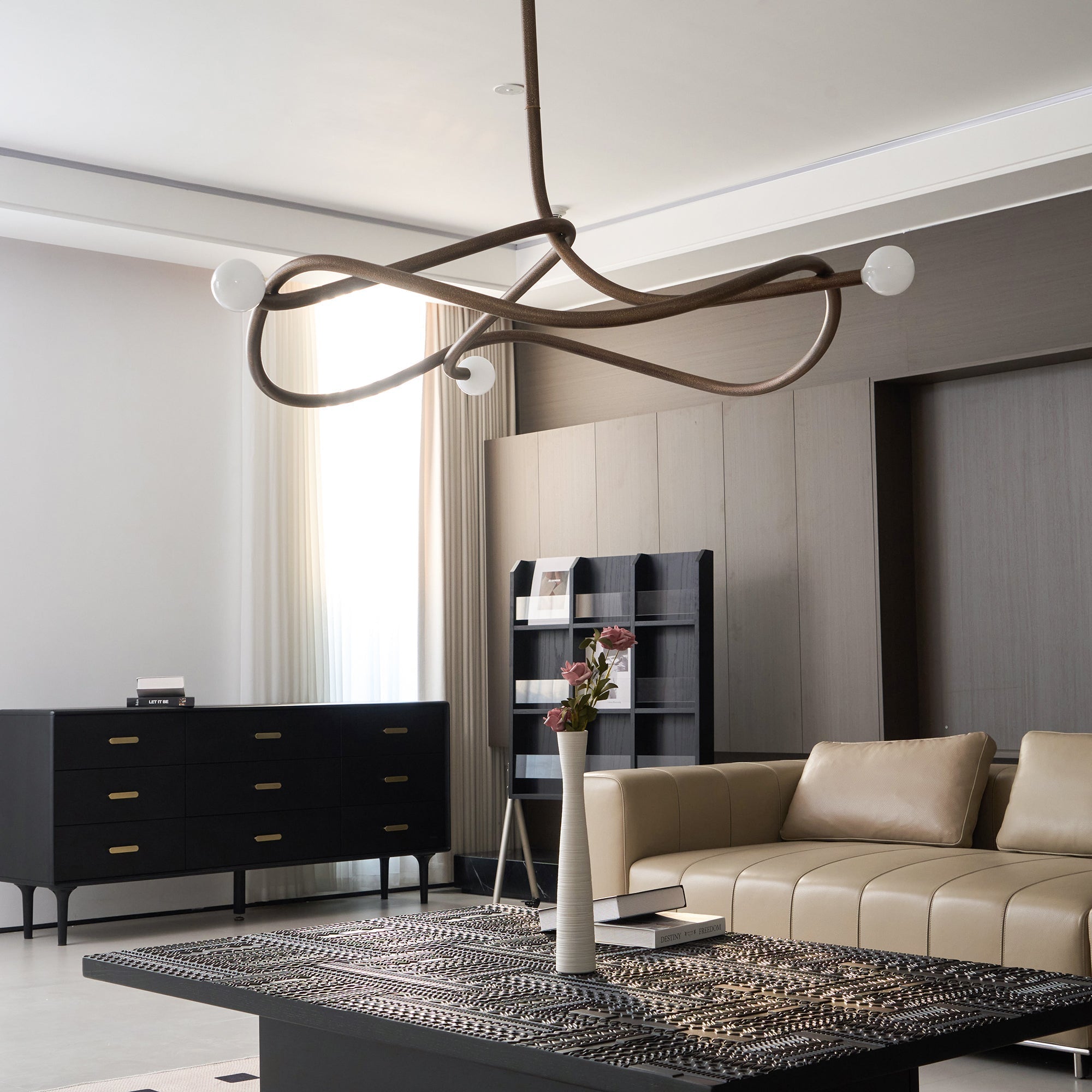 Vadore Modern Minimalist Metal Chandelier - Lamp Copper