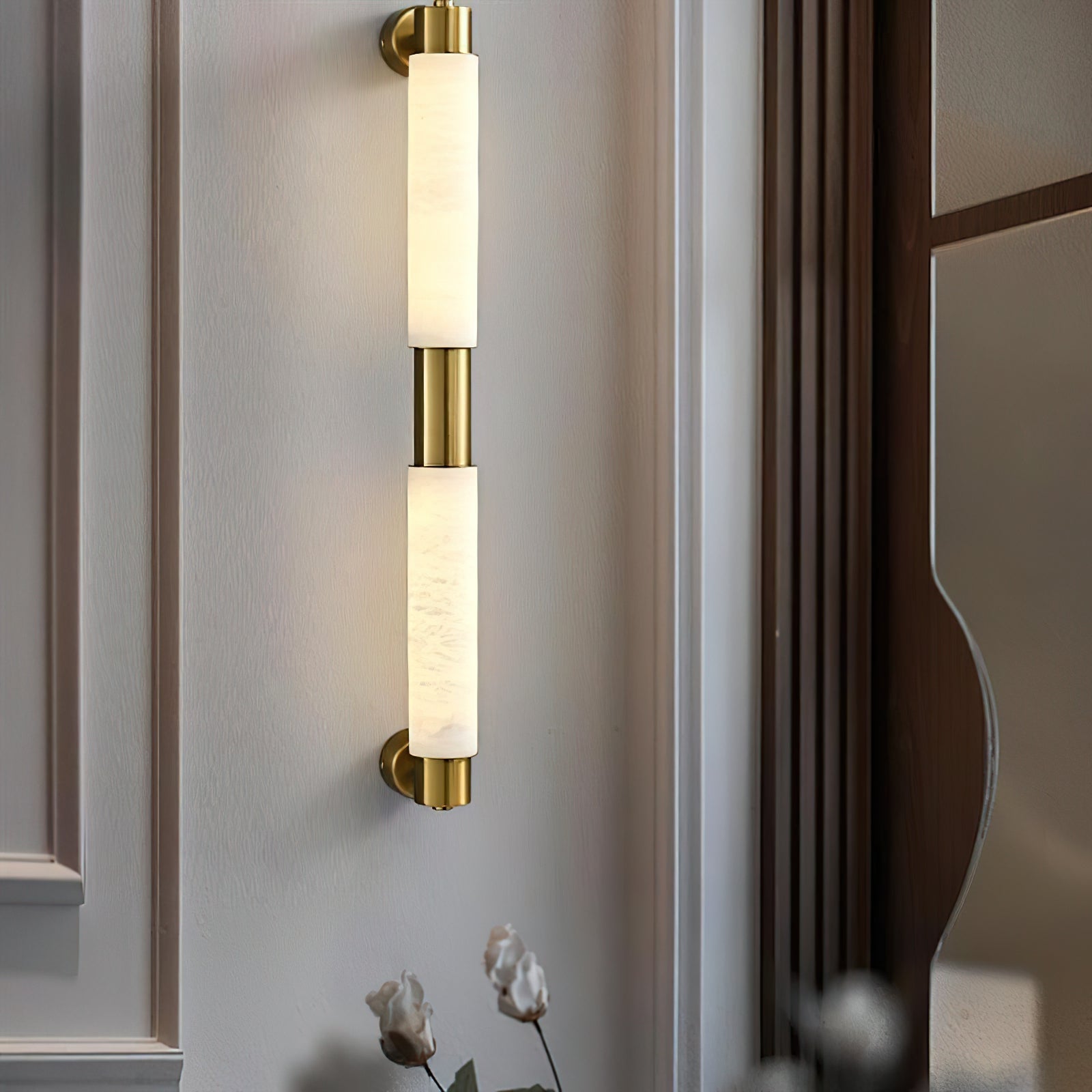 Alraei Modern Minimalist Tube Alabaster Wall Lamp - Lamp Copper