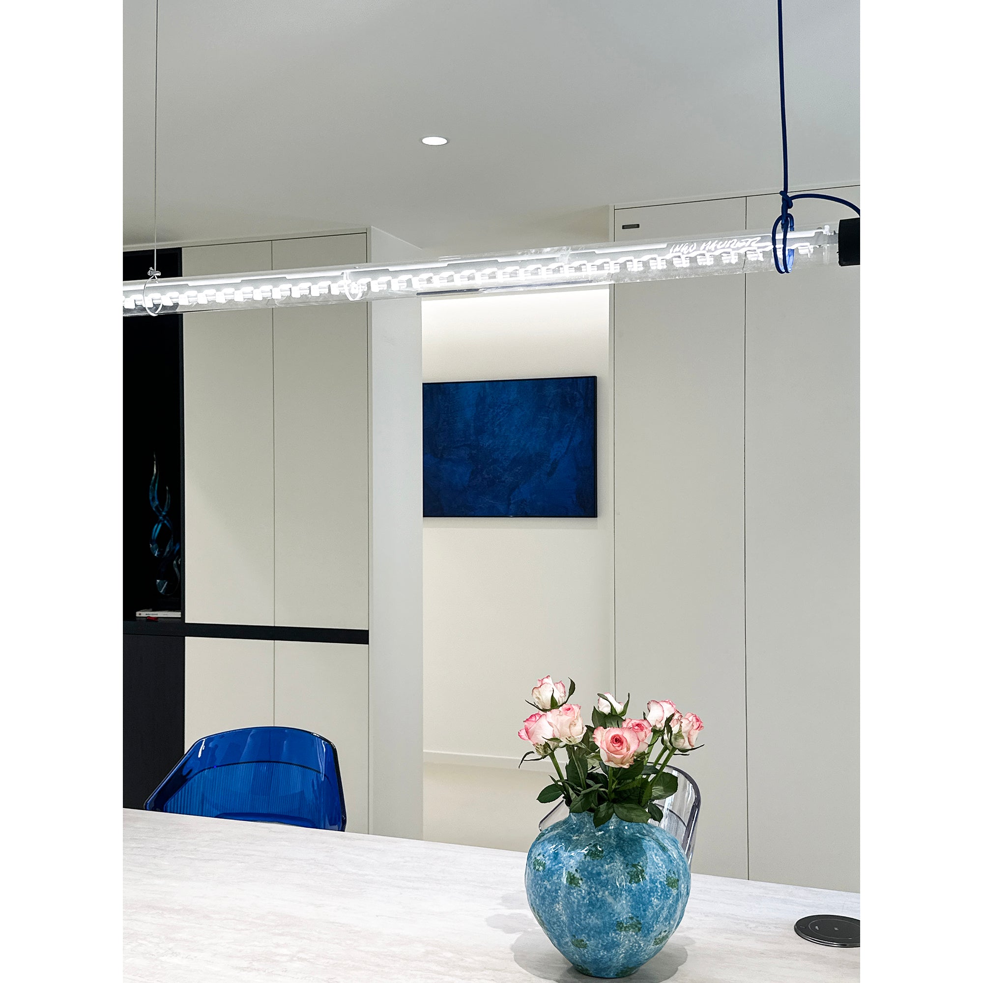 Cata Moderne Minimalisme Linéaire LED Métal Verre Lumière Pendentif - Neutralighting