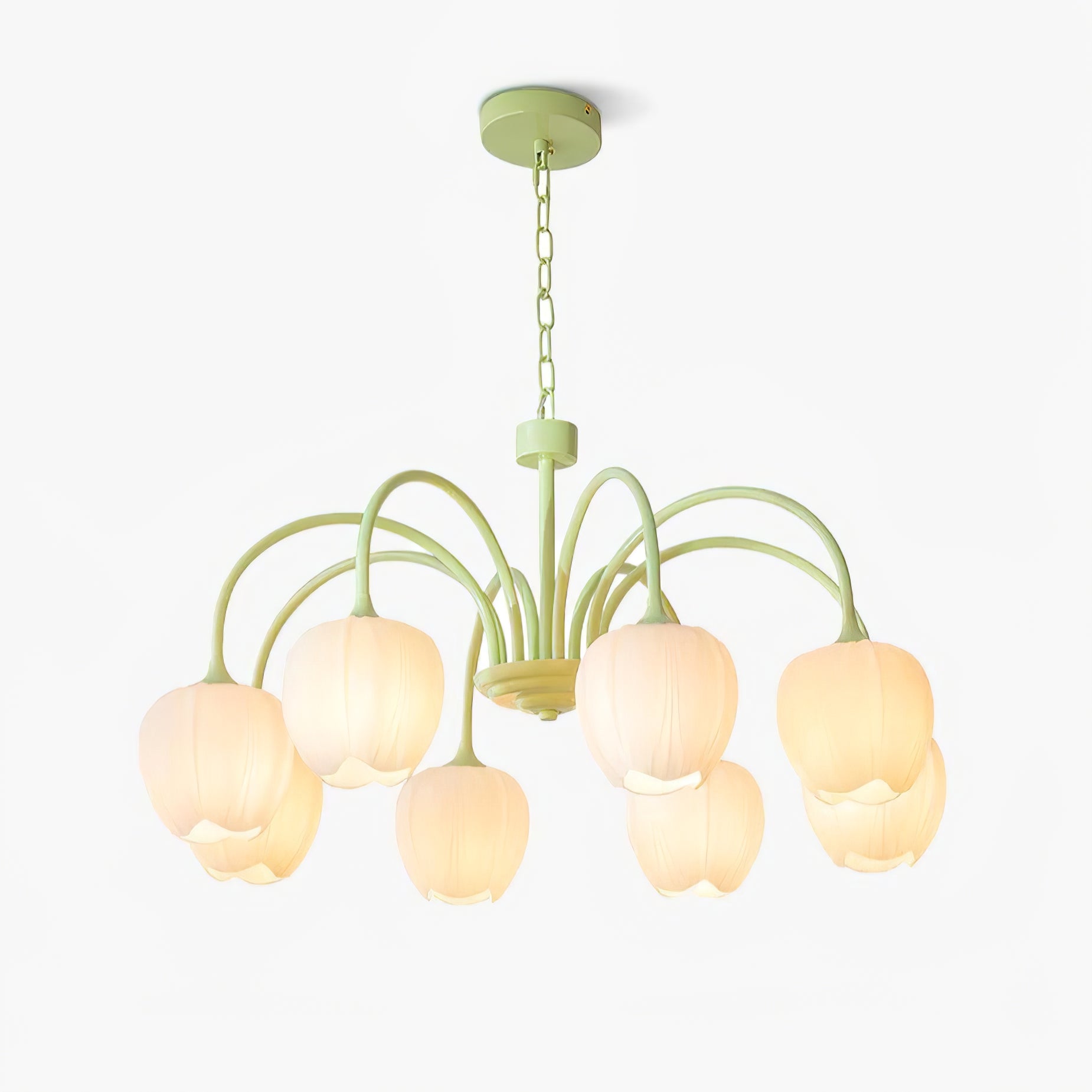 Lustra Chandelier Tulipe en Verre Matcha - Neutralighting