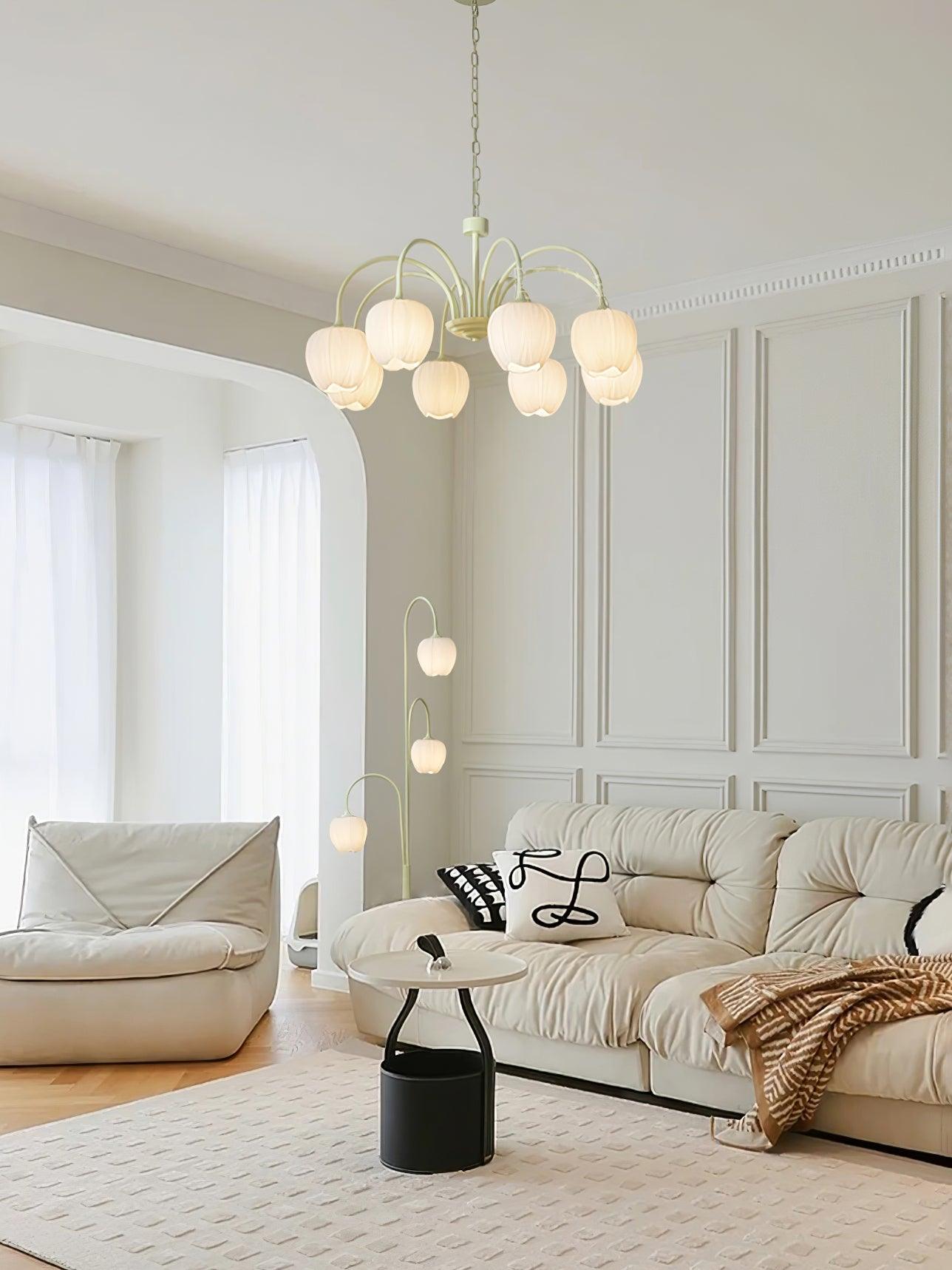 Lustra Chandelier Tulipe en Verre Matcha - Neutralighting