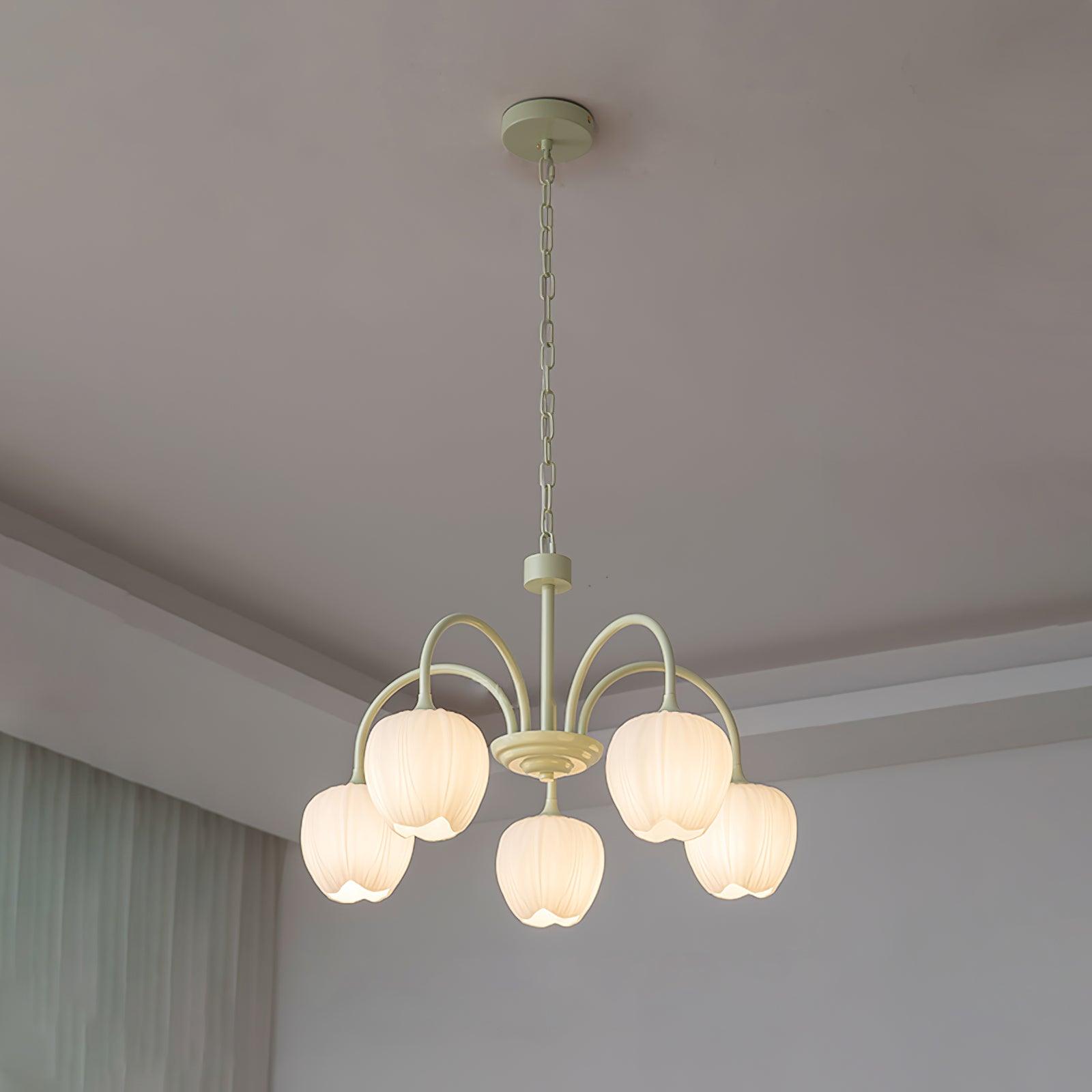 Lustra Chandelier Tulipe en Verre Matcha - Neutralighting