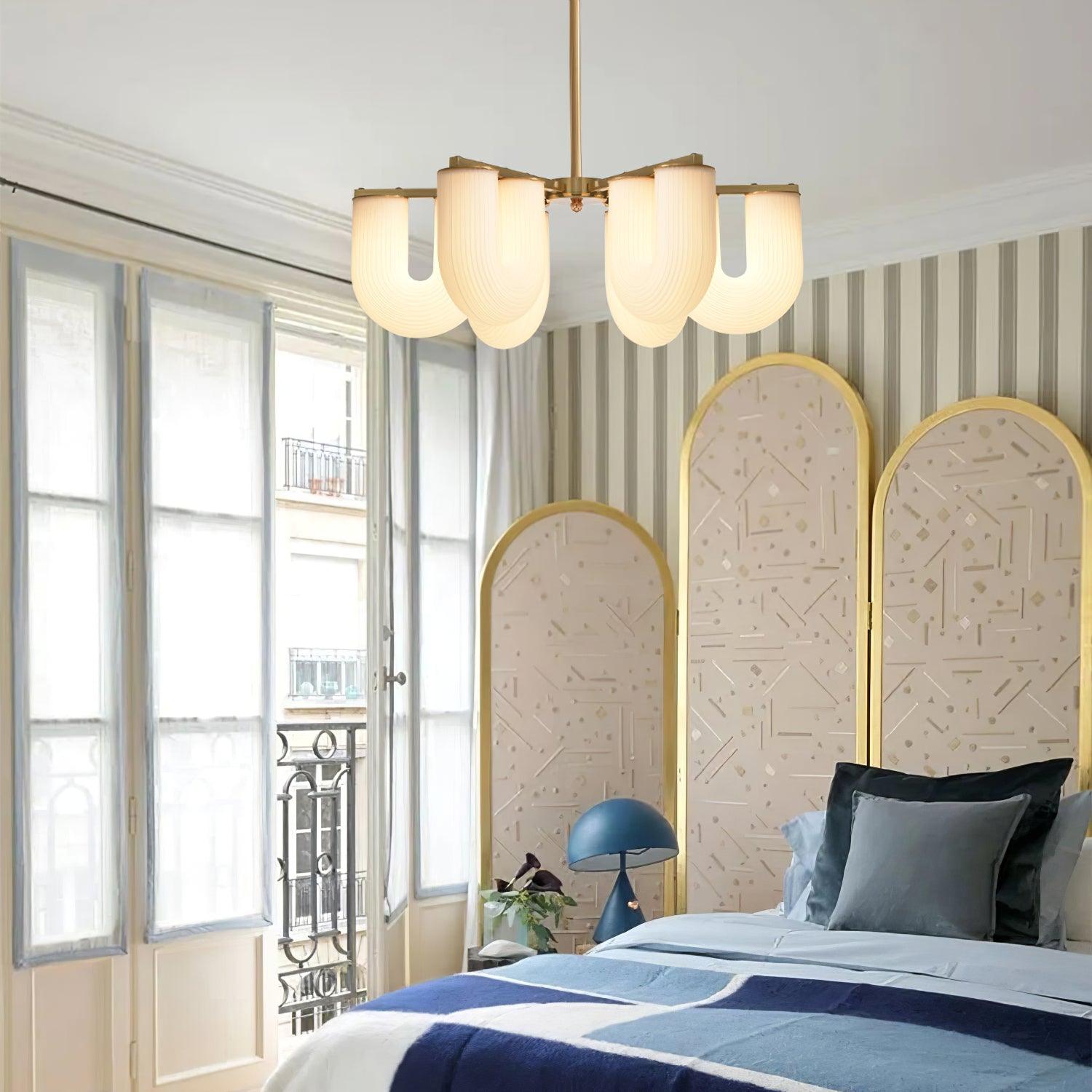 Agatha Lustre en Forme de U Verre Dépoli Tubes en U Laiton Moderne - Neutralighting