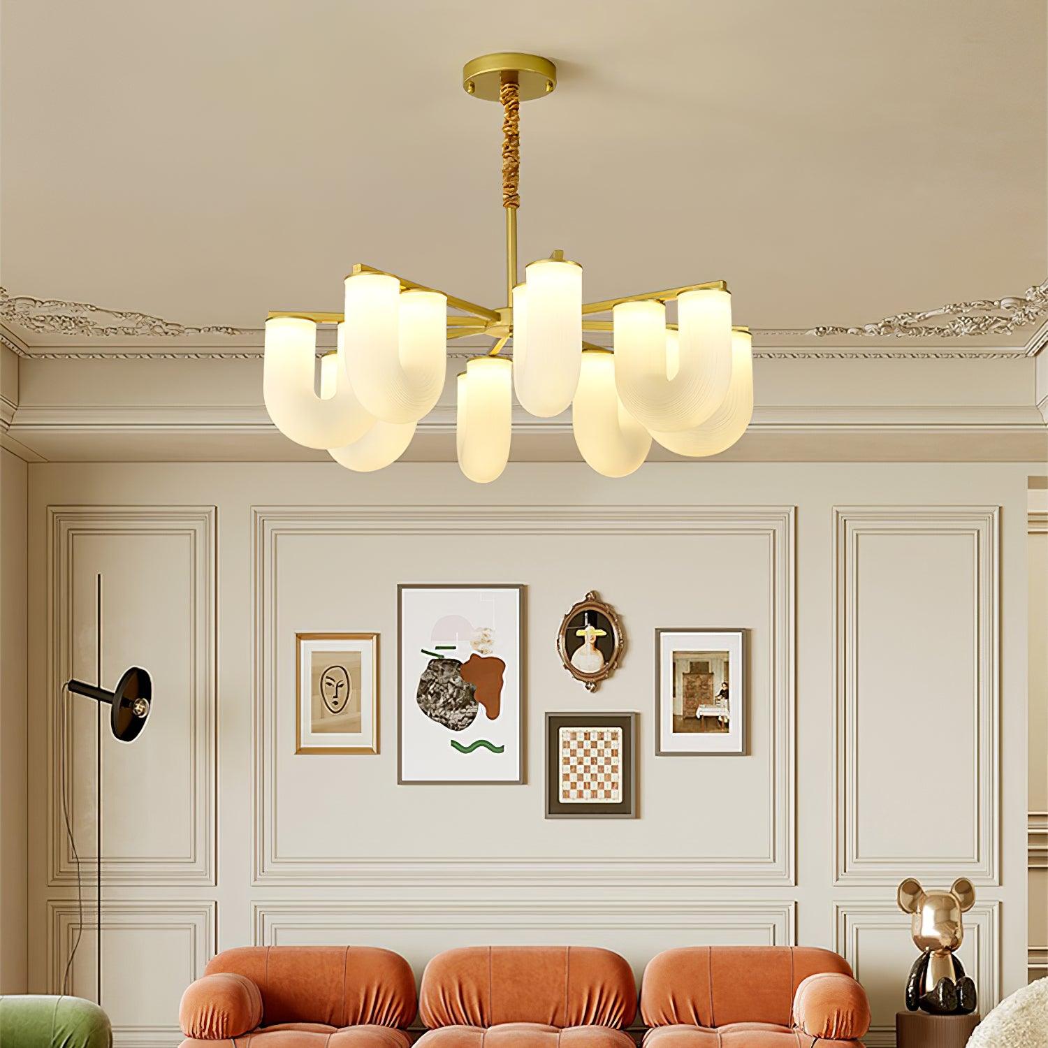Agatha Lustre en Forme de U Verre Dépoli Tubes en U Laiton Moderne - Neutralighting