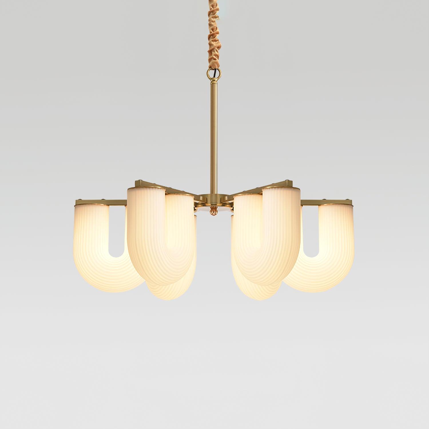 Agatha Lustre en Forme de U Verre Dépoli Tubes en U Laiton Moderne - Neutralighting