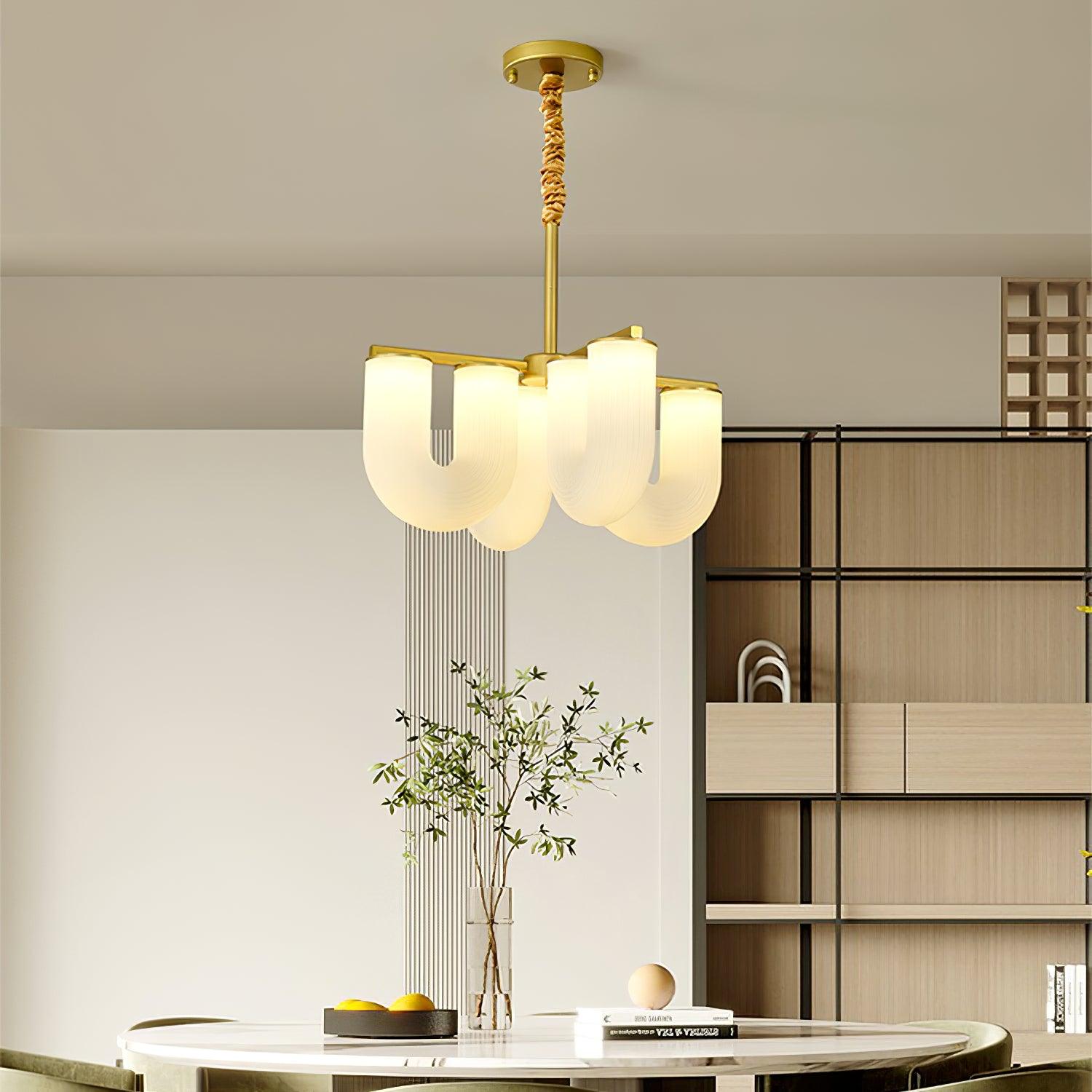 Agatha Lustre en Forme de U Verre Dépoli Tubes en U Laiton Moderne - Neutralighting