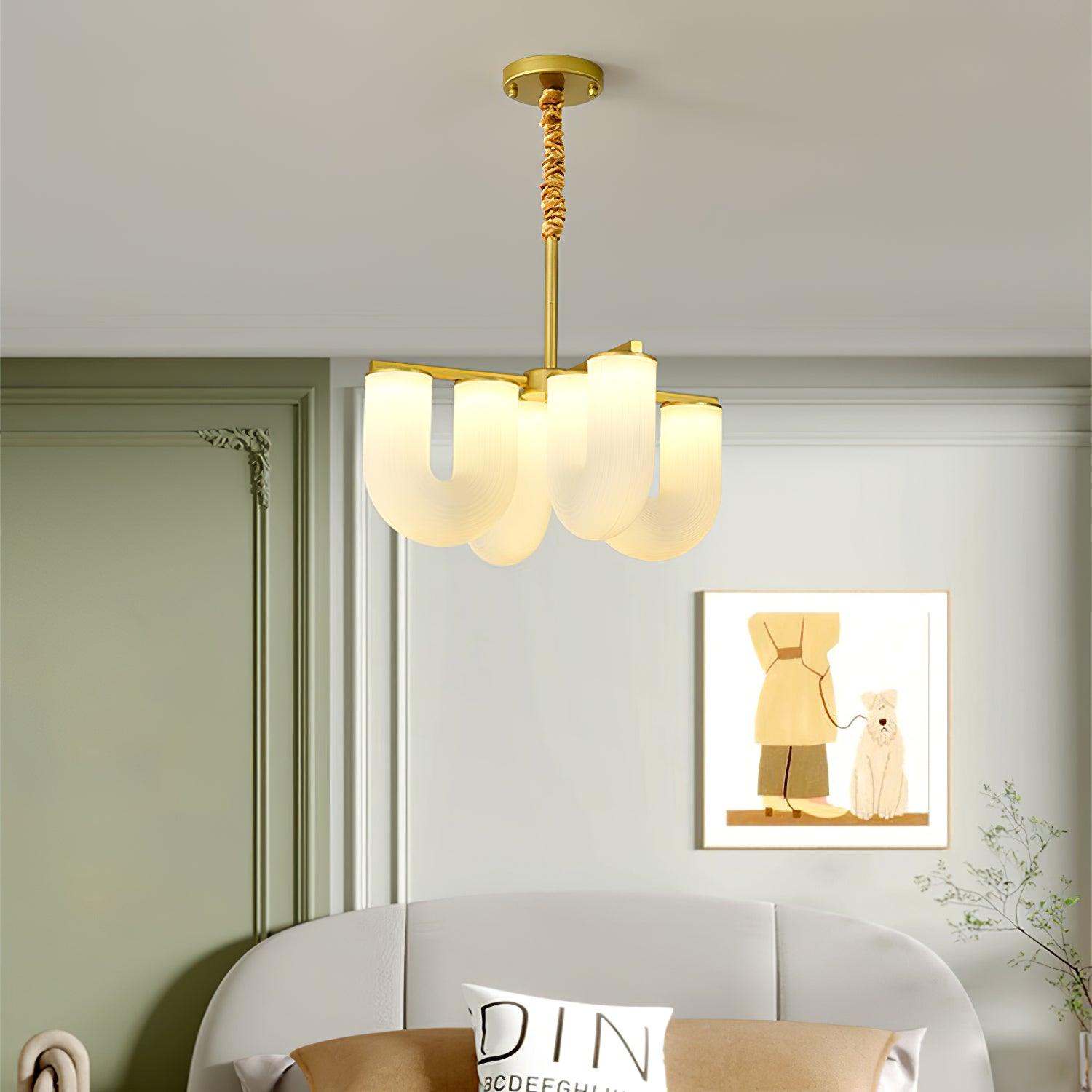 Agatha Lustre en Forme de U Verre Dépoli Tubes en U Laiton Moderne - Neutralighting