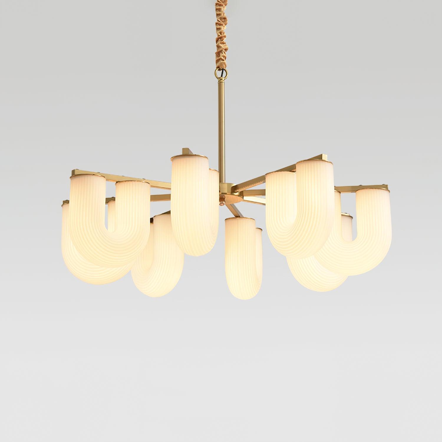 Agatha Lustre en Forme de U Verre Dépoli Tubes en U Laiton Moderne - Neutralighting