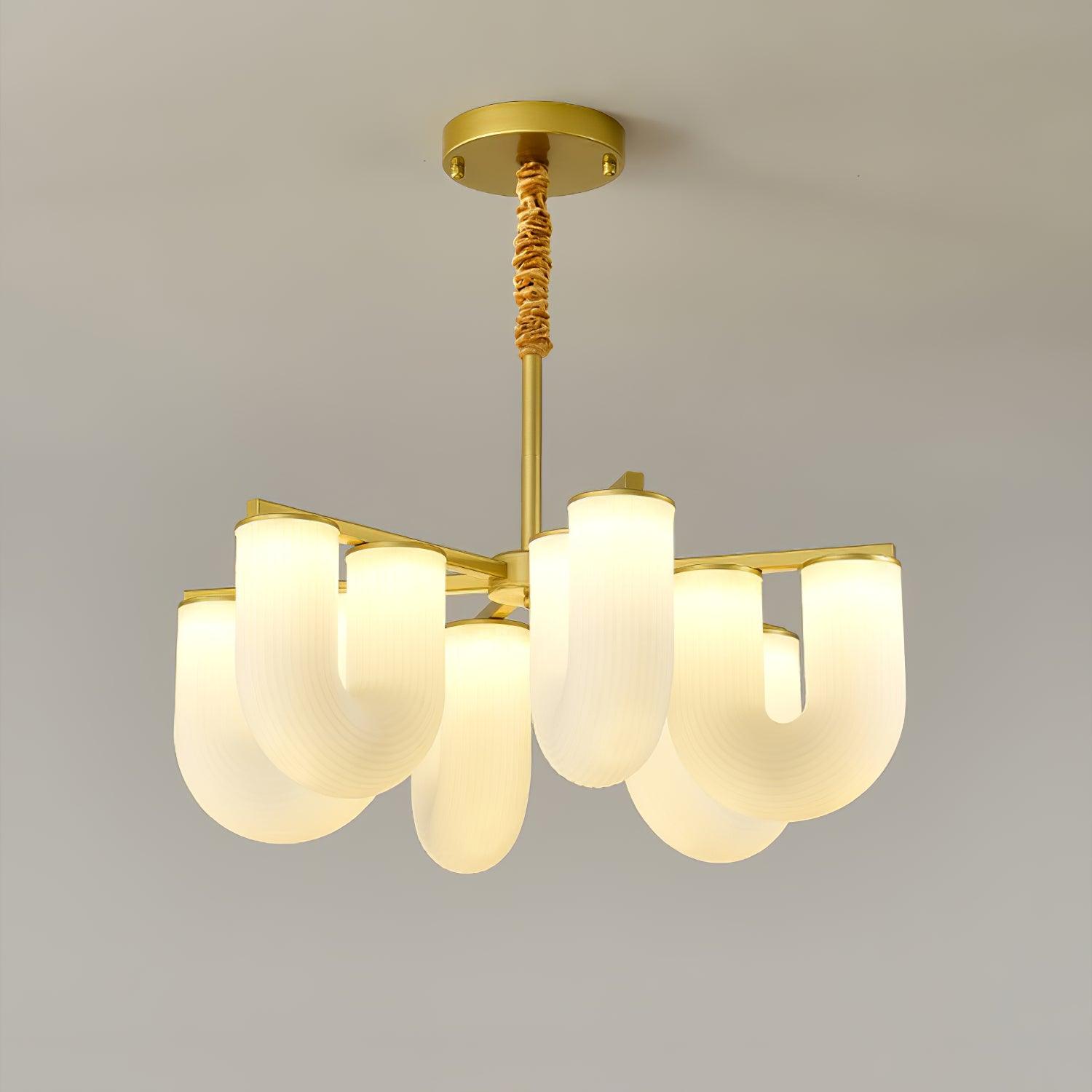 Agatha Lustre en Forme de U Verre Dépoli Tubes en U Laiton Moderne - Neutralighting