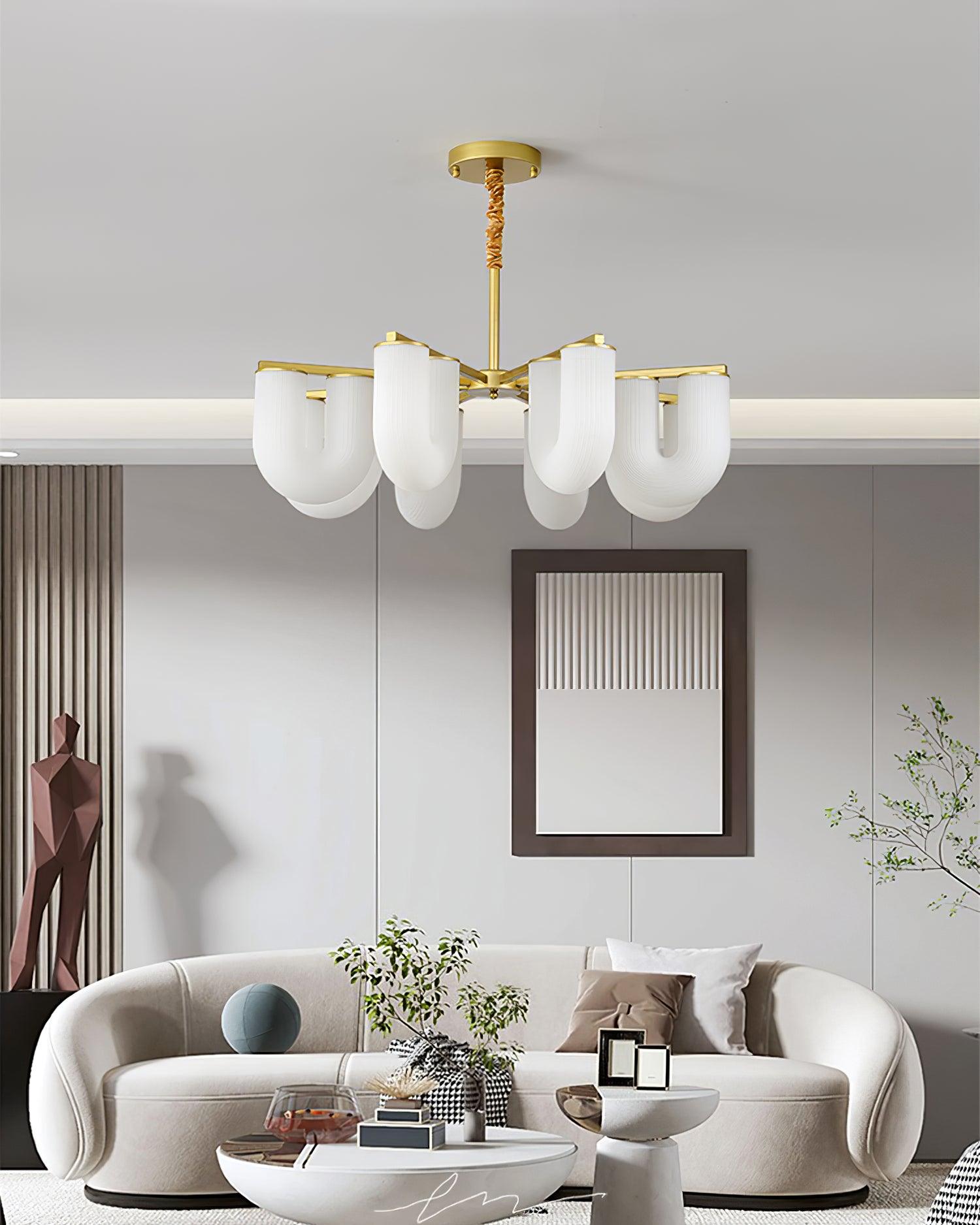 Agatha Lustre en Forme de U Verre Dépoli Tubes en U Laiton Moderne - Neutralighting