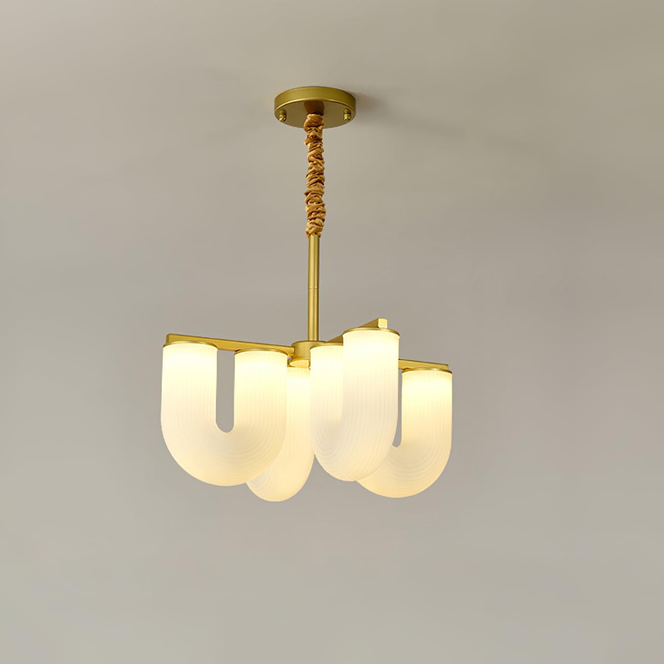 Agatha Lustre en Forme de U Verre Dépoli Tubes en U Laiton Moderne - Neutralighting
