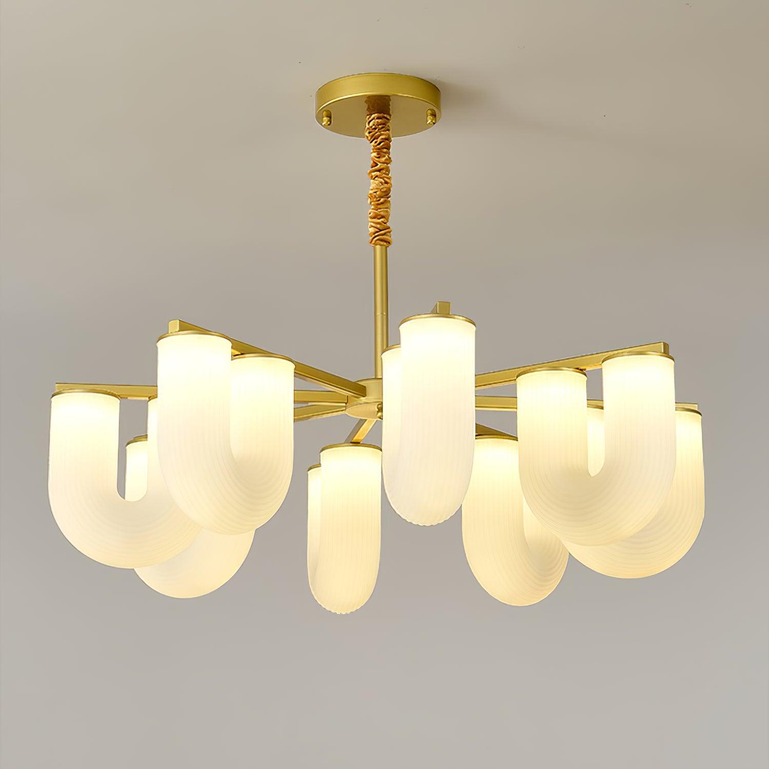 Agatha Lustre en Forme de U Verre Dépoli Tubes en U Laiton Moderne - Neutralighting