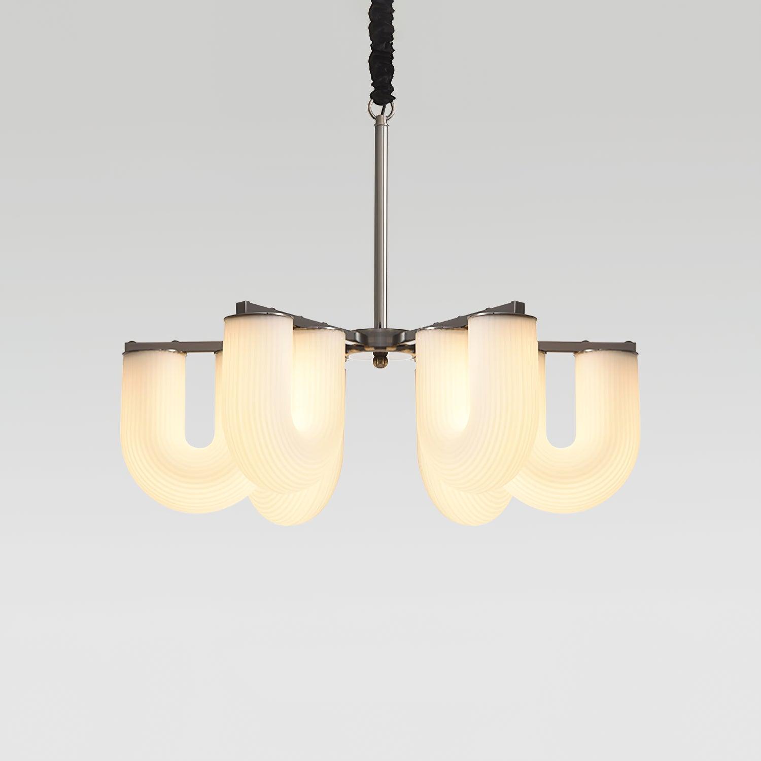 Agatha Lustre en Forme de U Verre Dépoli Tubes en U Laiton Moderne - Neutralighting