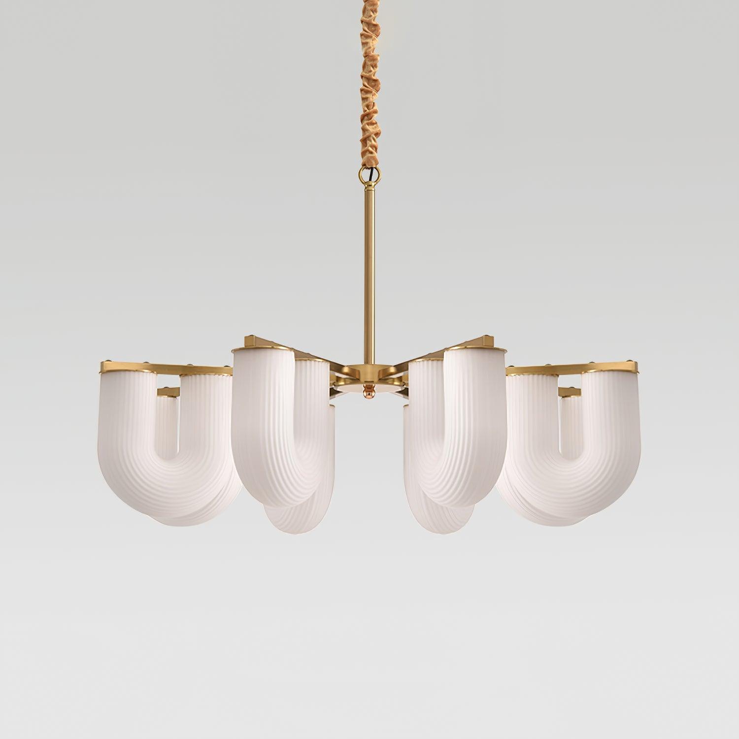 Agatha Lustre en Forme de U Verre Dépoli Tubes en U Laiton Moderne - Neutralighting