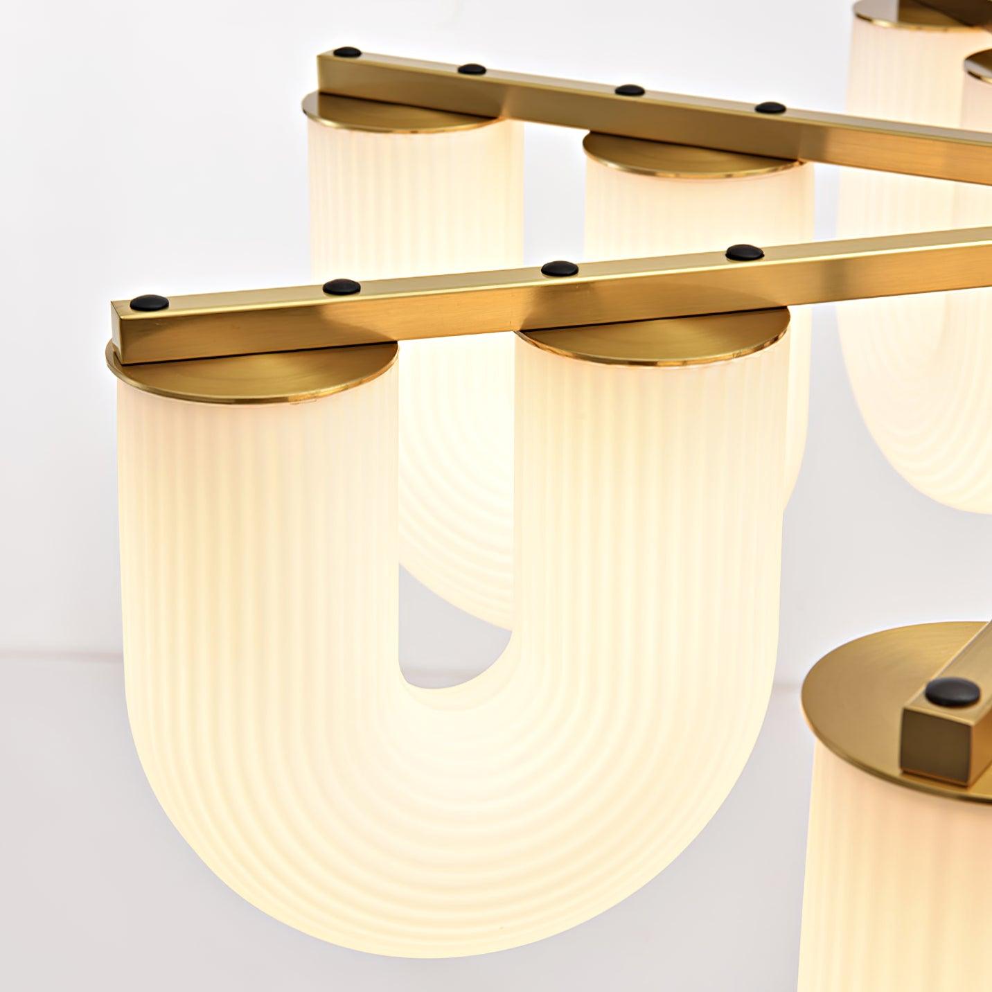 Agatha Lustre en Forme de U Verre Dépoli Tubes en U Laiton Moderne - Neutralighting