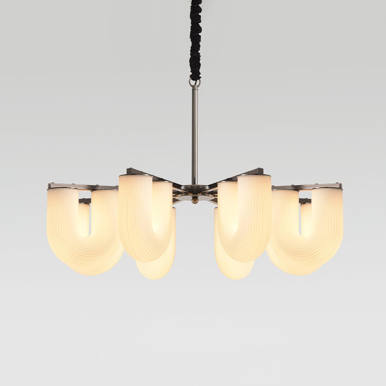 Agatha Lustre en Forme de U Verre Dépoli Tubes en U Laiton Moderne - Neutralighting