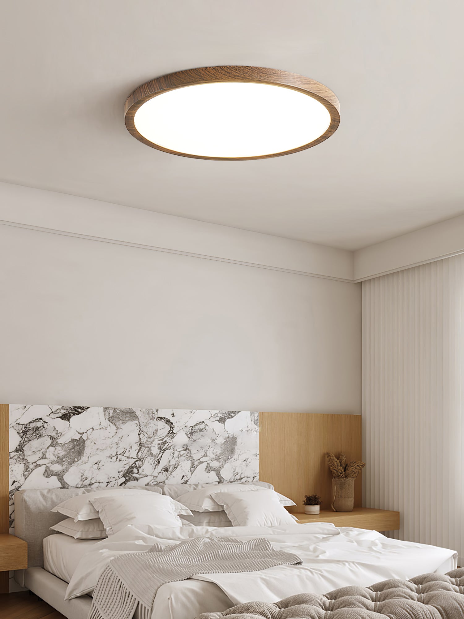 Solara Plafonnier Rond Fin en Noyer Minimaliste - Neutralighting