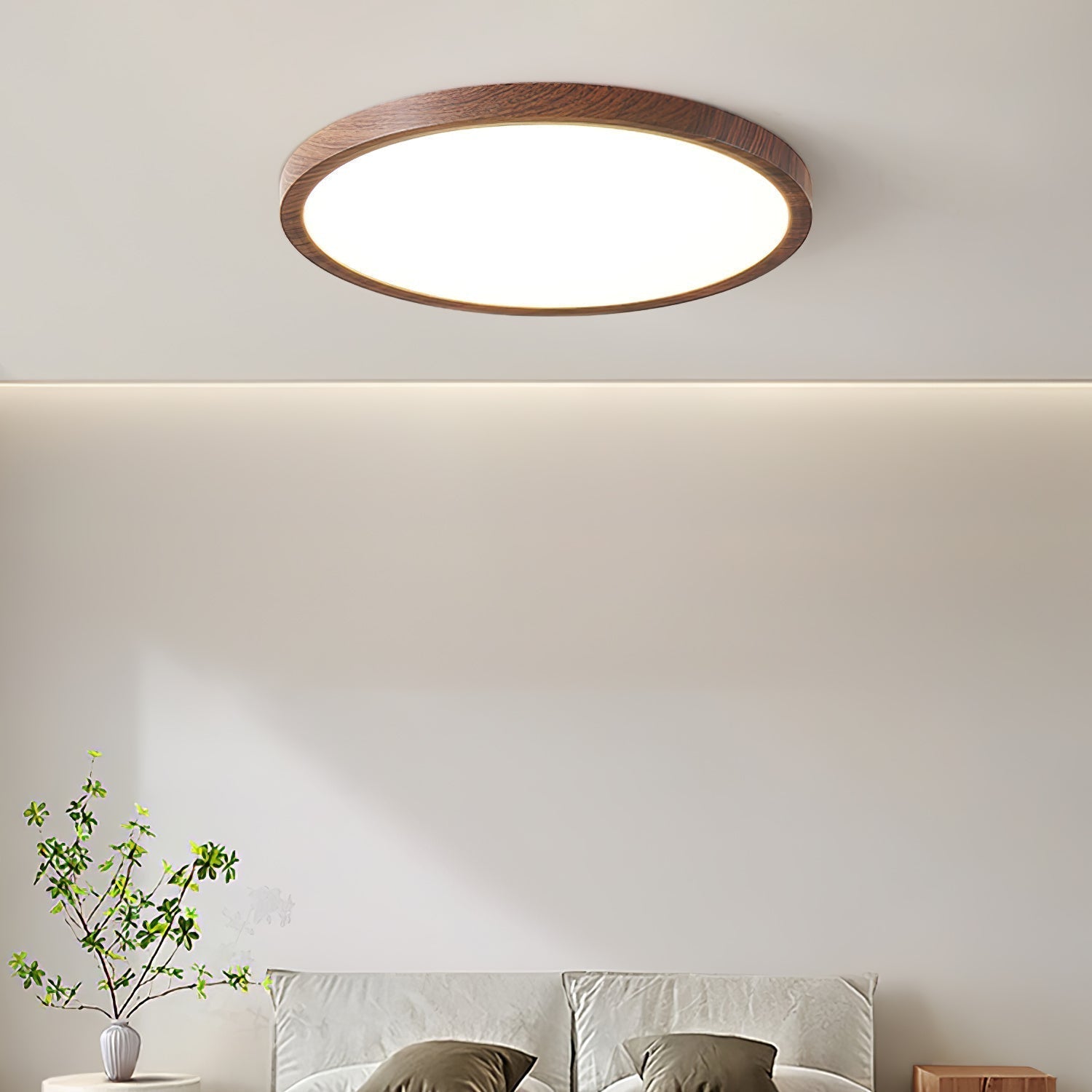 Solara Plafonnier Rond Fin en Noyer Minimaliste - Neutralighting