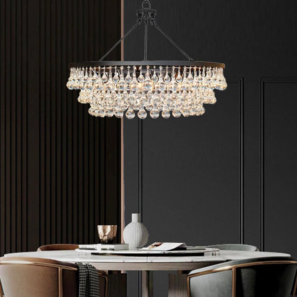 Avelis Postmodern Luxury Unique Tiered Crystal Chandelier - Blowlighting
