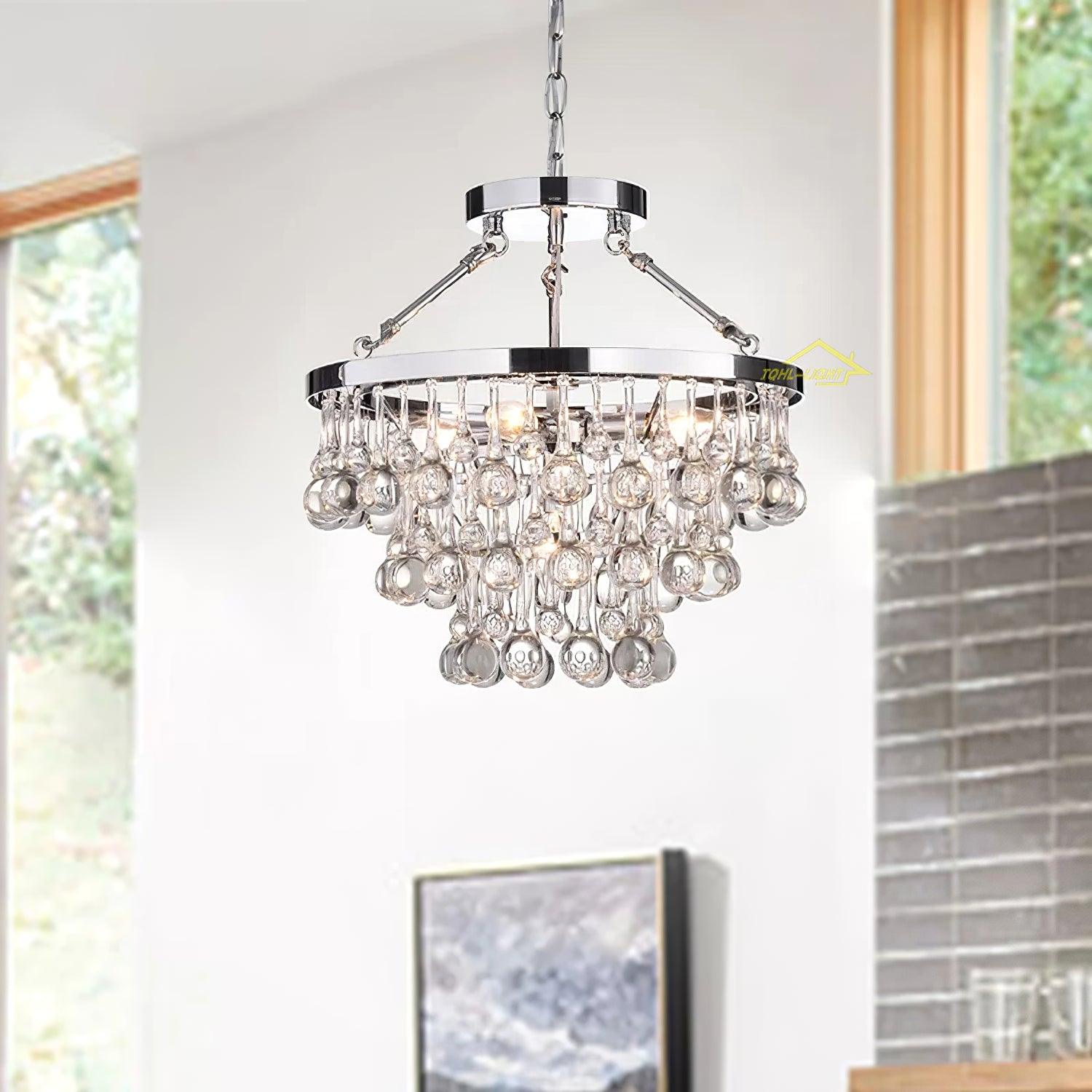 Avelis Postmodern Luxury Unique Tiered Crystal Chandelier - Blowlighting