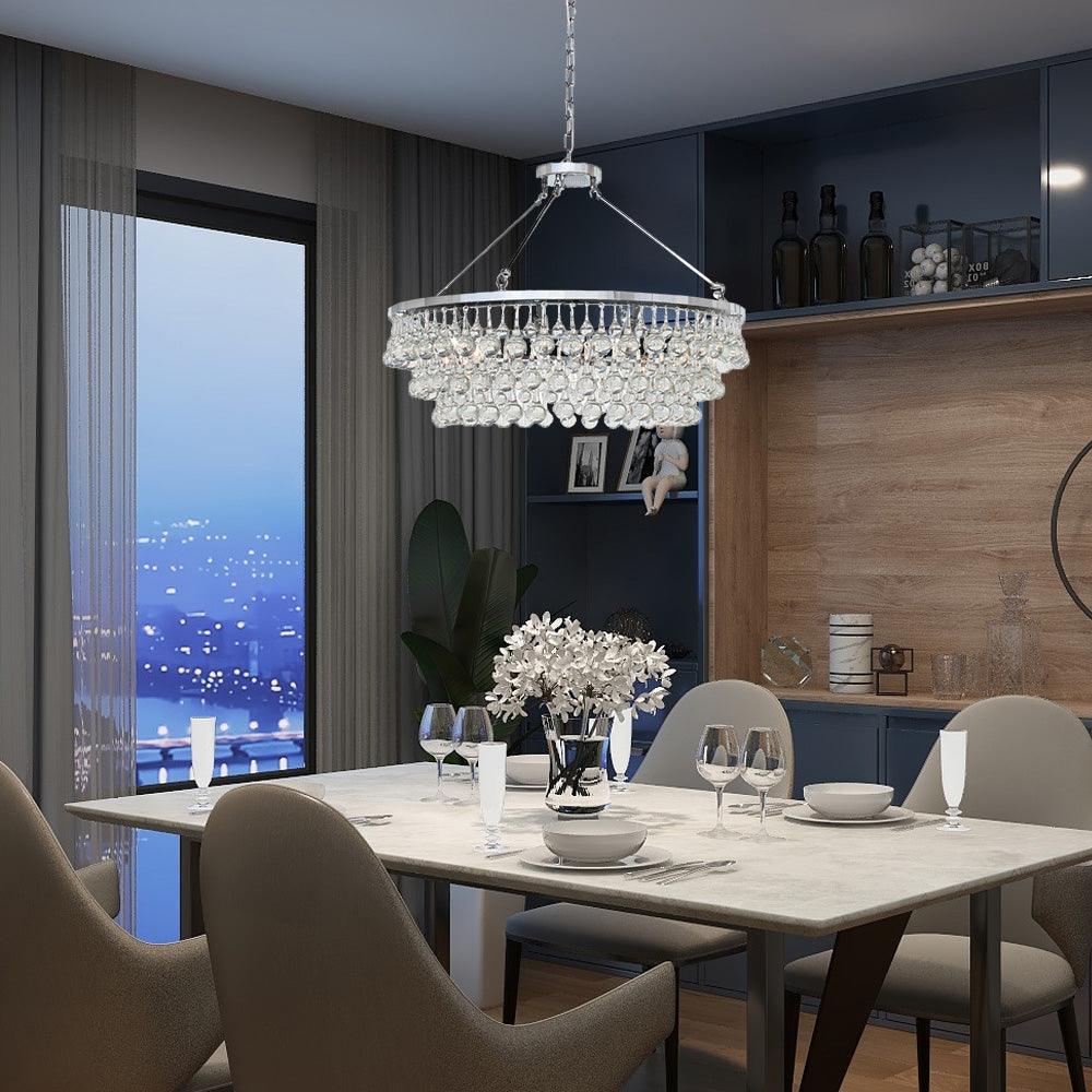 Avelis Postmodern Luxury Unique Tiered Crystal Chandelier - Blowlighting
